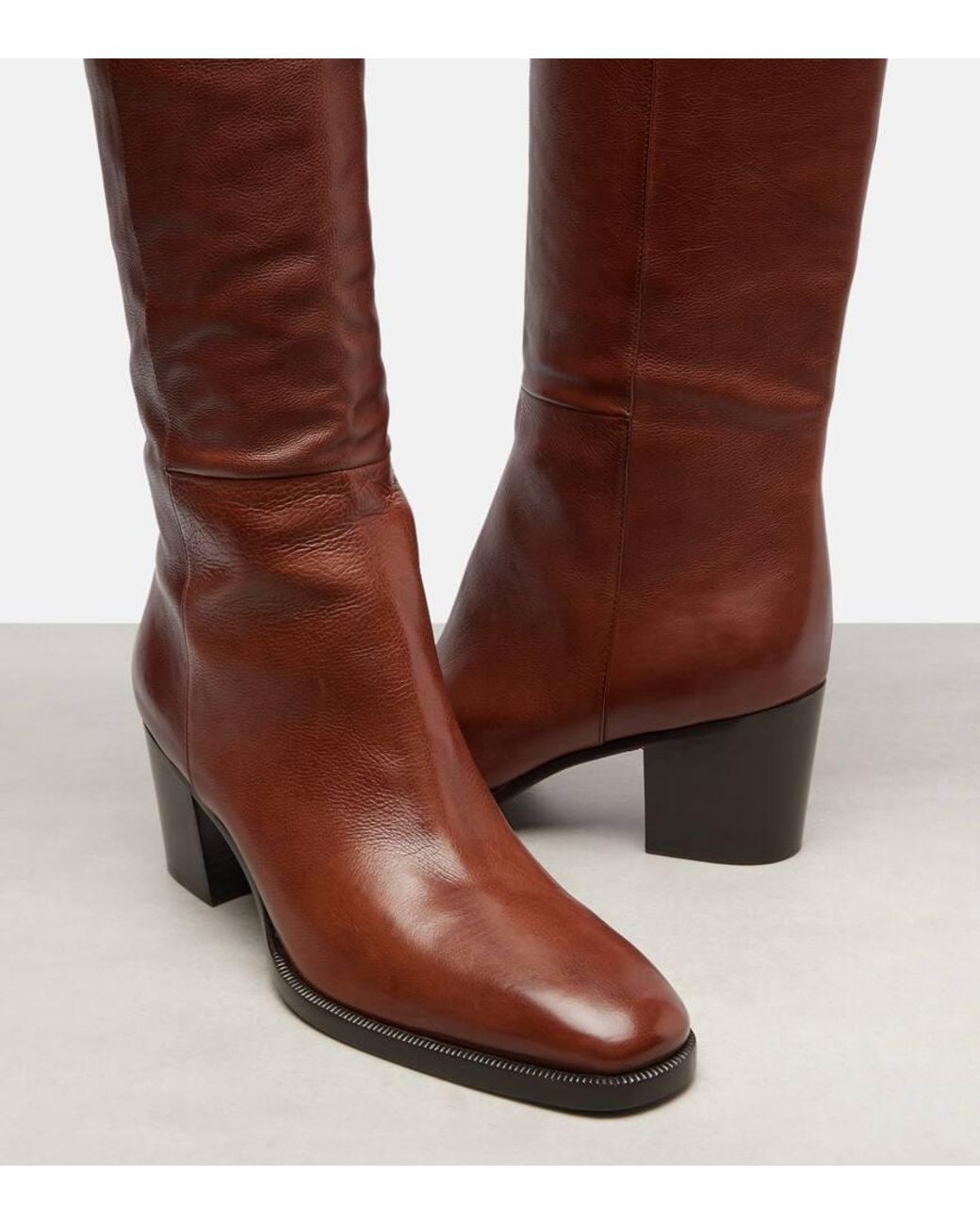 Saint Laurent Brown Odeon Leather Over-The-Knee Boots