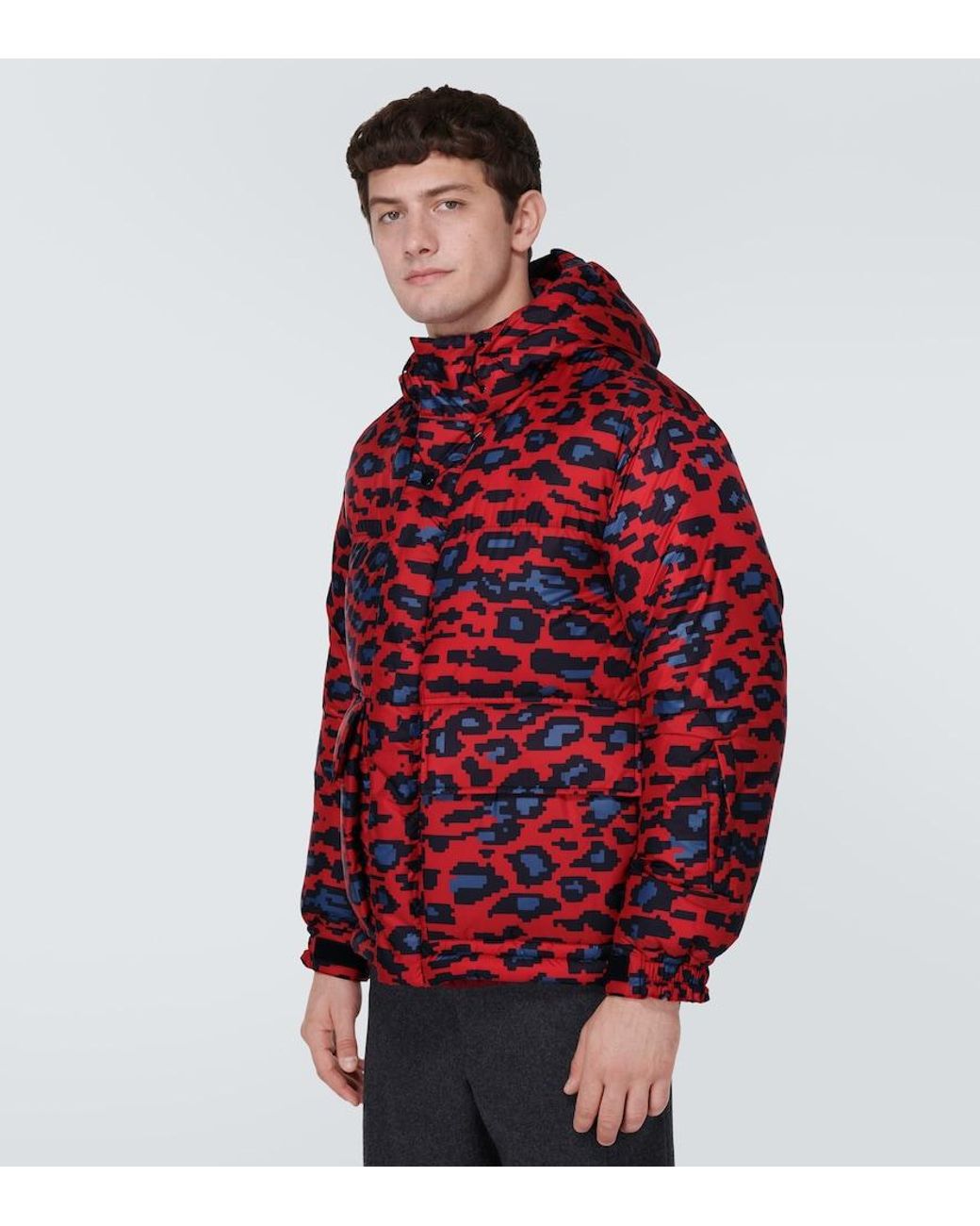 Undercover Red Printed Down Jacket for men