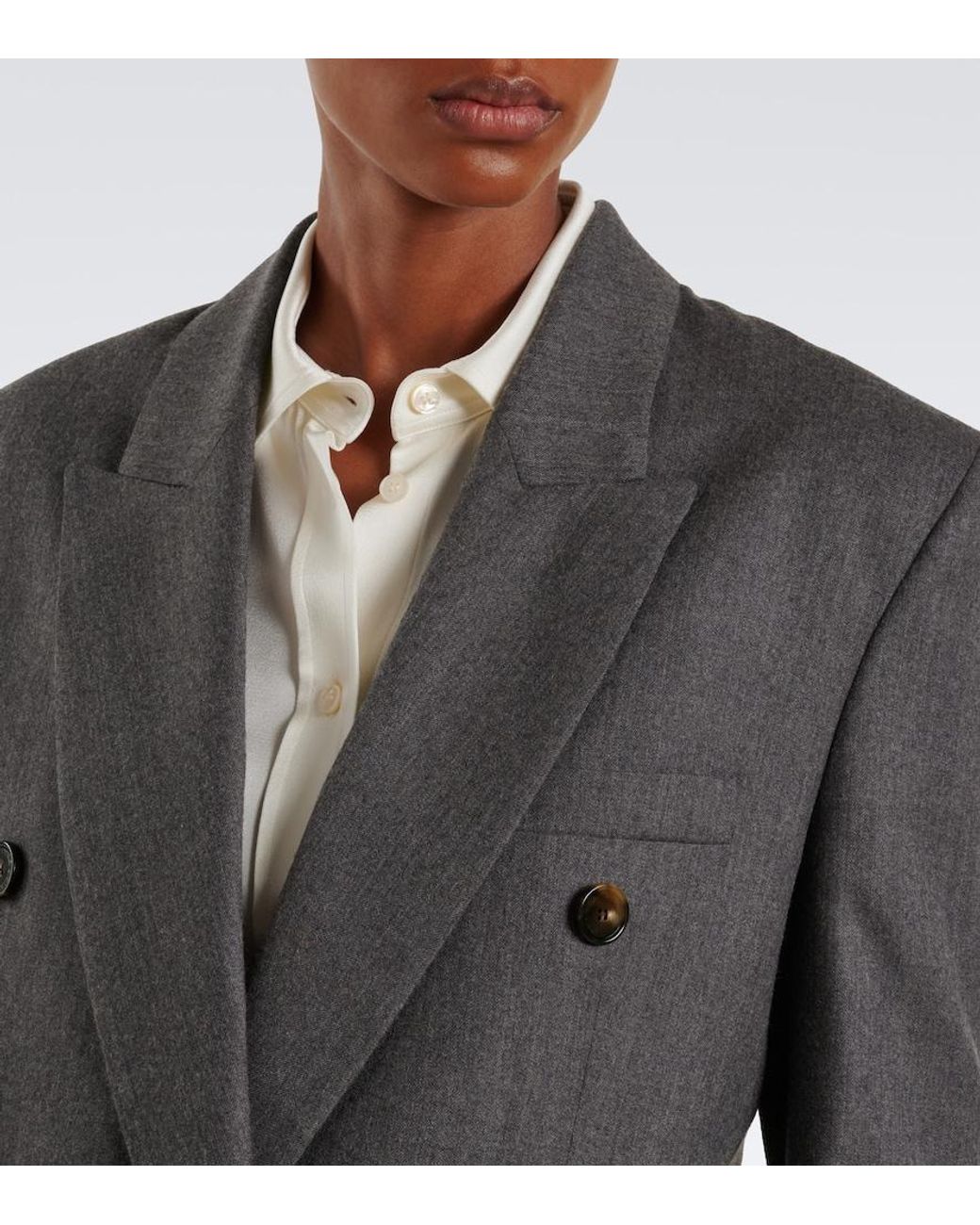 Stella McCartney Gray Double-Breasted Wool Blazer
