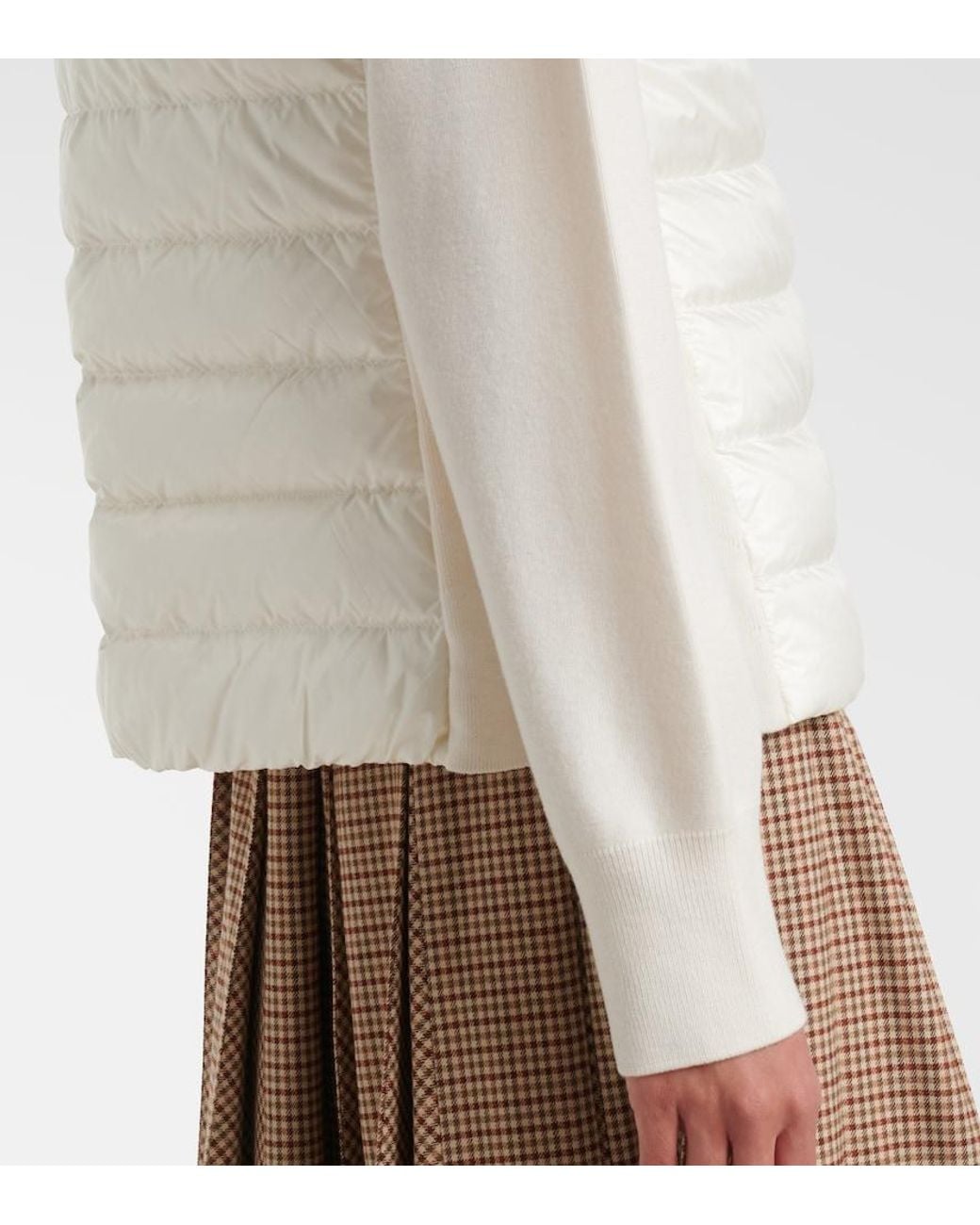Moncler White Down-Paneled Virgin Wool Cardigan