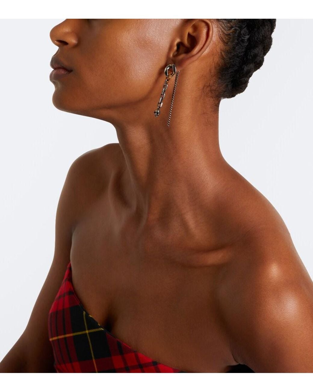 McQueen White Dual Chain Earrings