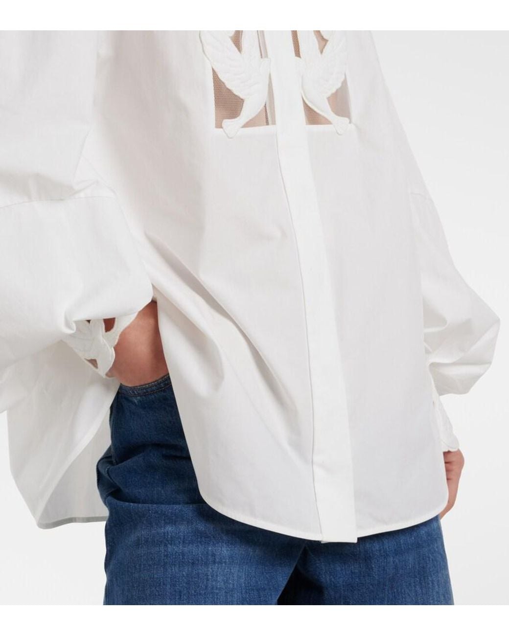 Zimmermann White Luna Applique Cotton Blouse