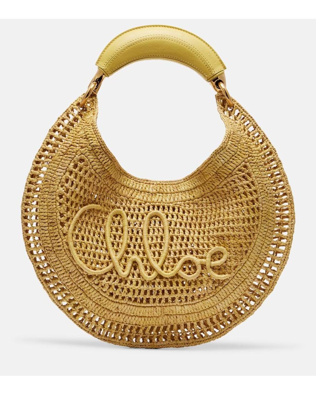 Chloé Metallic Summer Banana Raffia Shoulder Bag