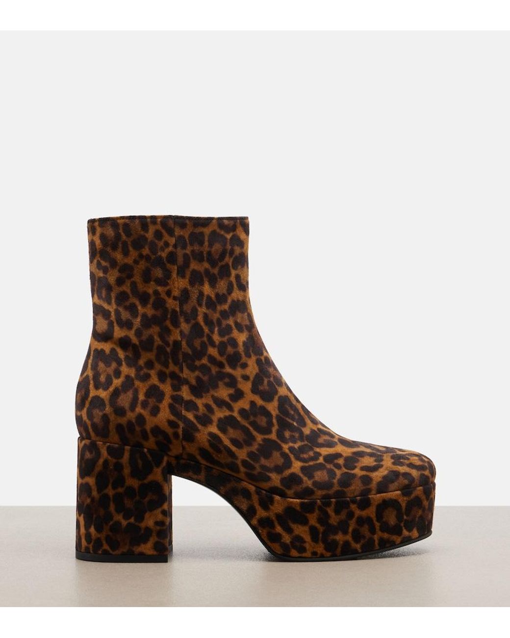 Gianvito Rossi Brown Sally Leopard-Print Suede Ankle Boots