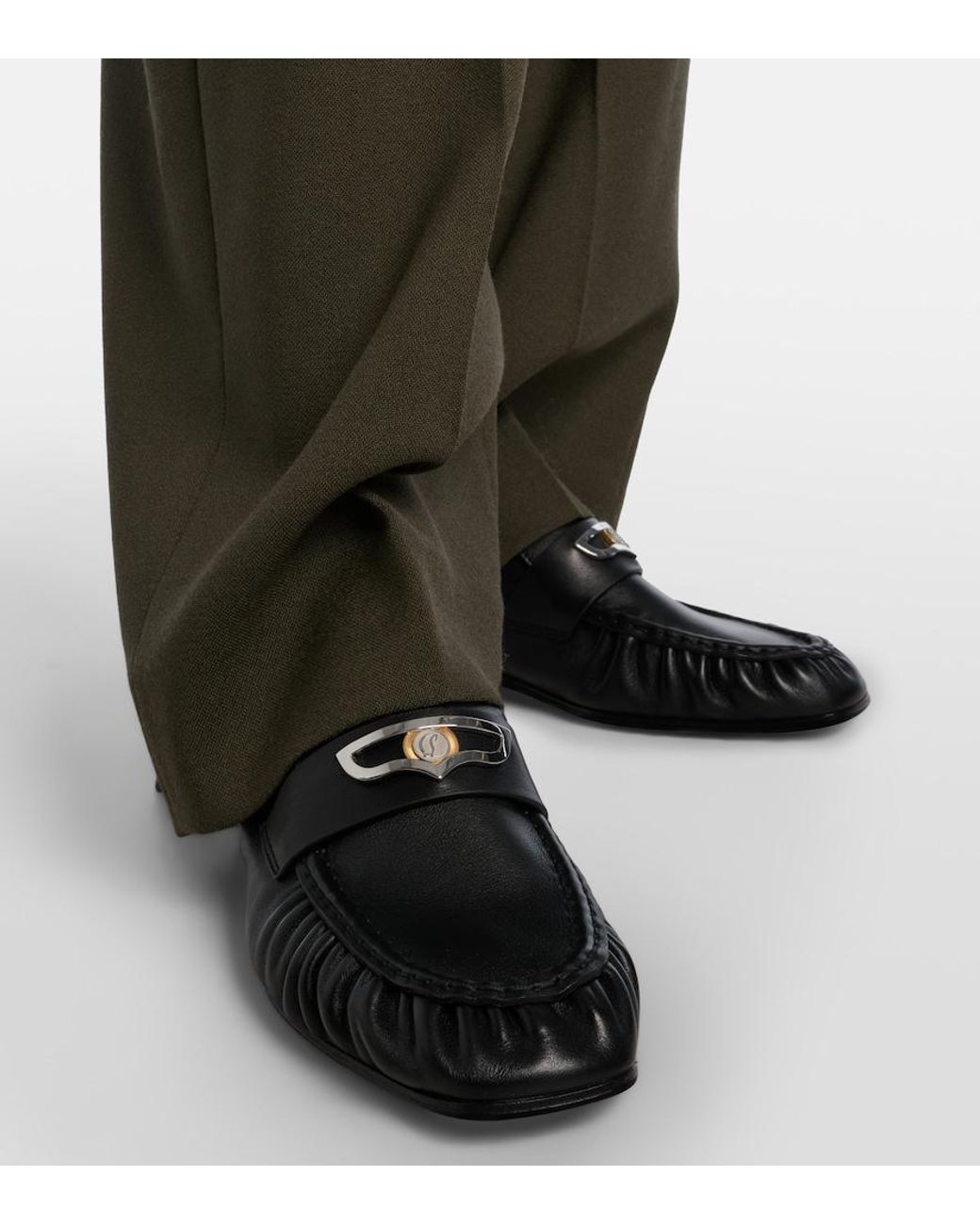 Christian Louboutin Black Mocallista Leather Penny Loafers
