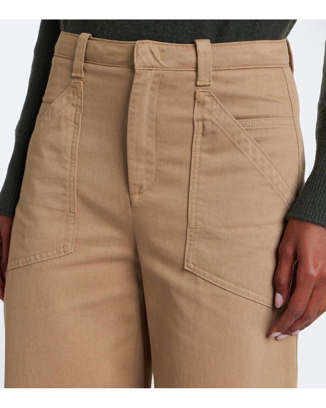 Vince Natural Cropped Cotton Twill Barrel-Leg Pants