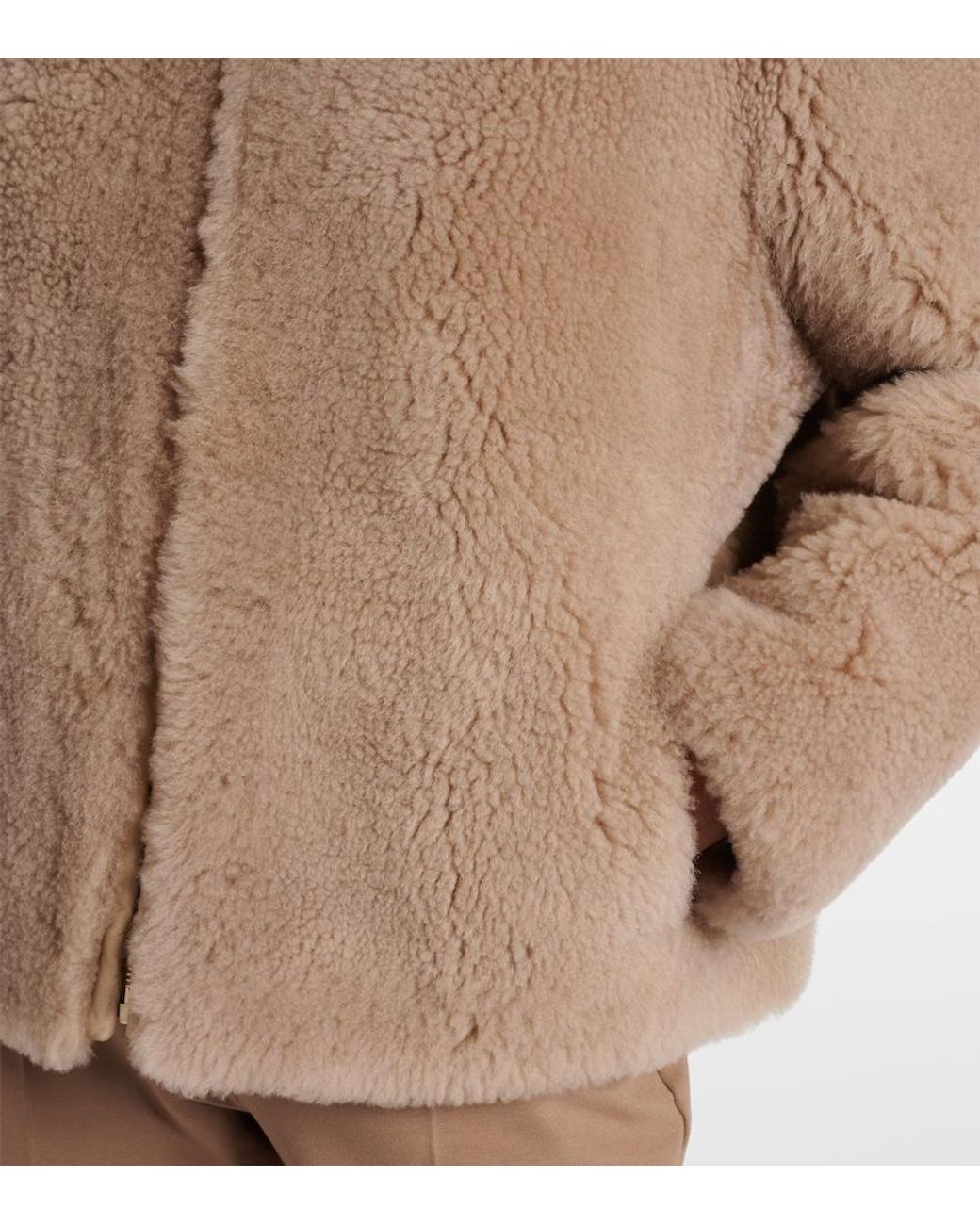 Max Mara Natural Sole Hooded Shearling Jacket