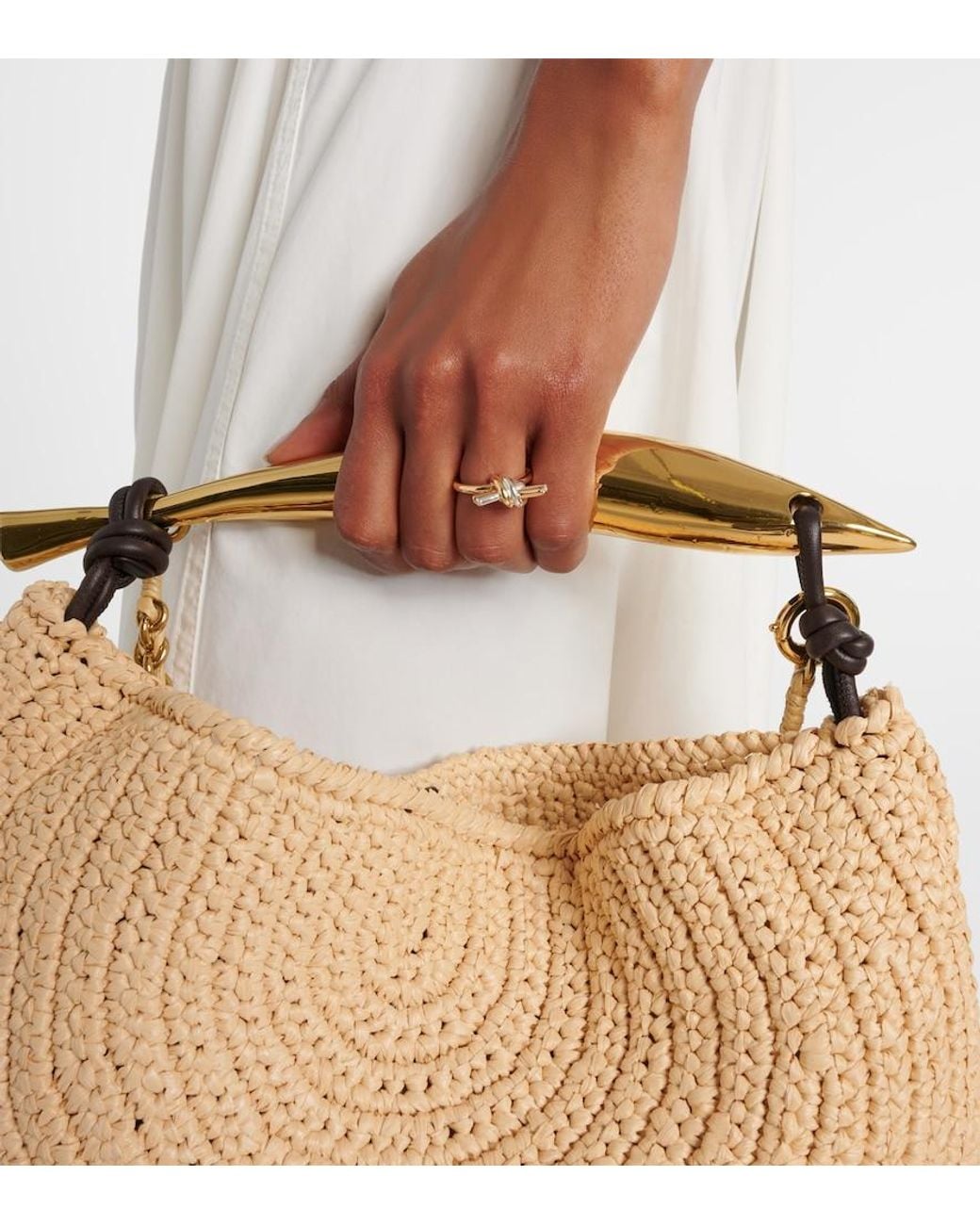 Bottega Veneta White Knot-Plated Sterling Ring