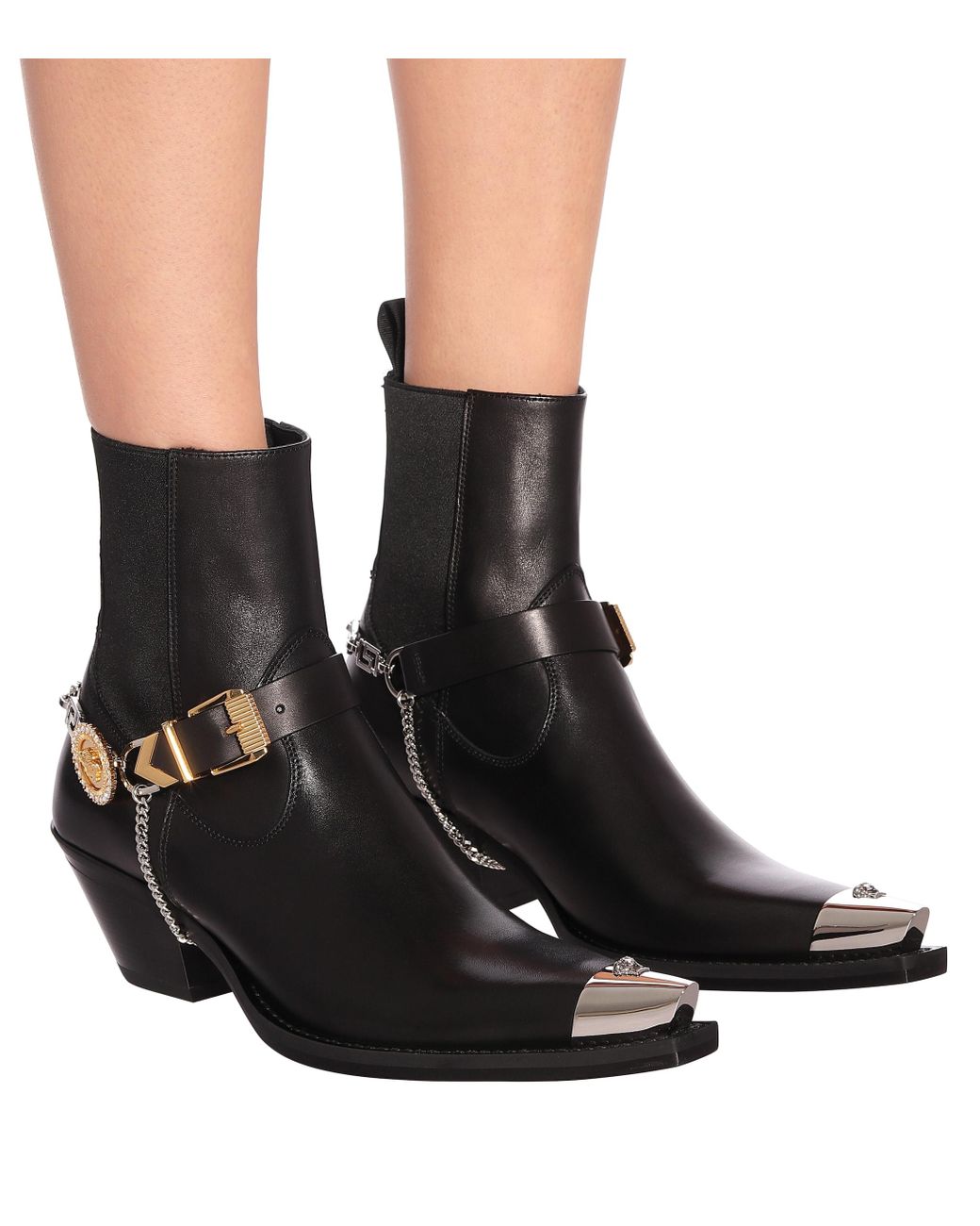 Versace Leather Cowboy Boots in Black Lyst
