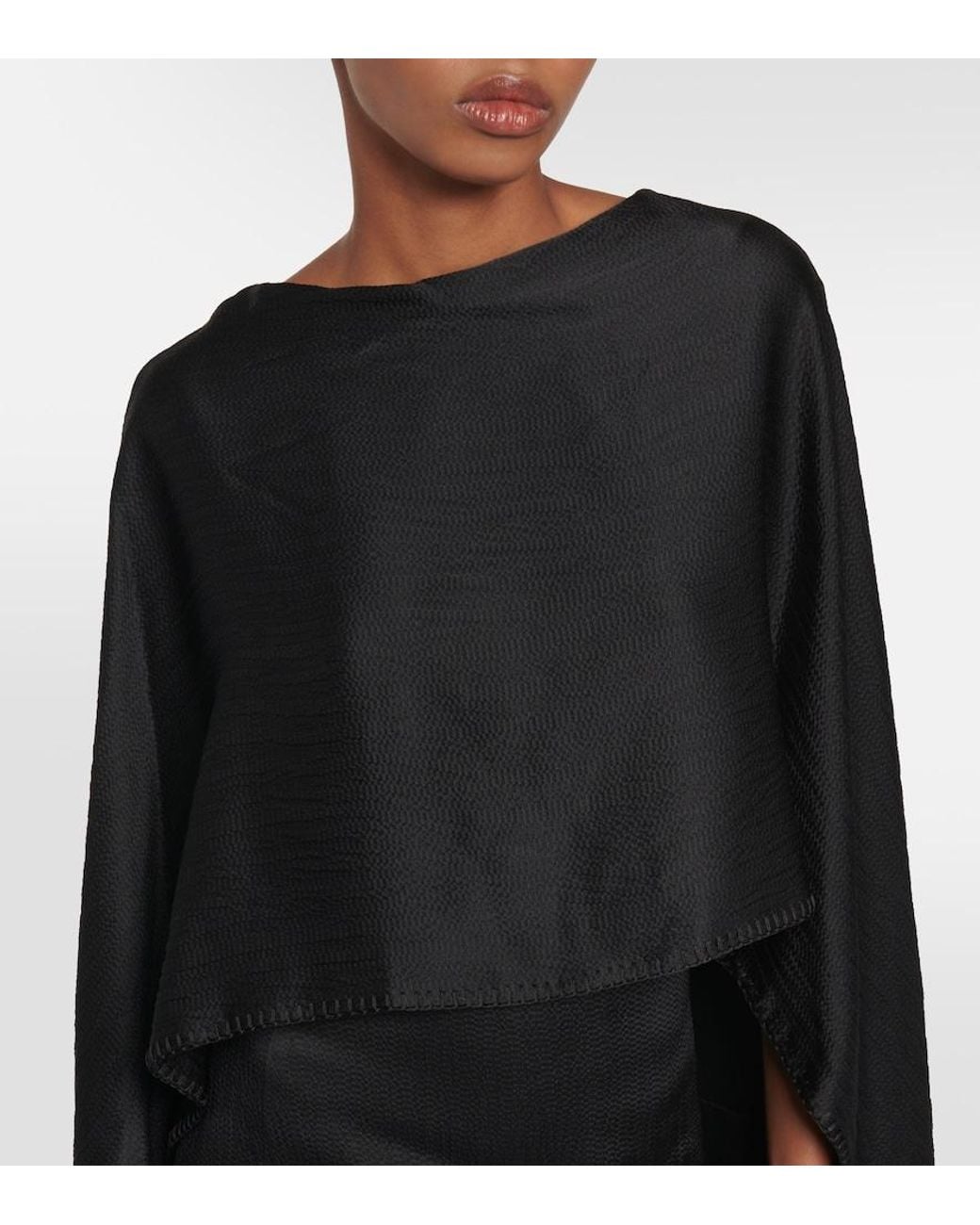 Gabriela Hearst Black Hunter Caped Silk Satin Gown
