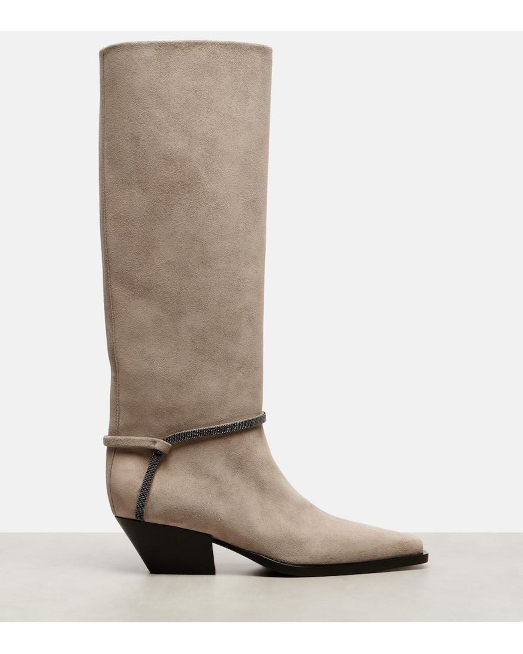 Brunello Cucinelli Brown Monili Suede Knee-High Boots