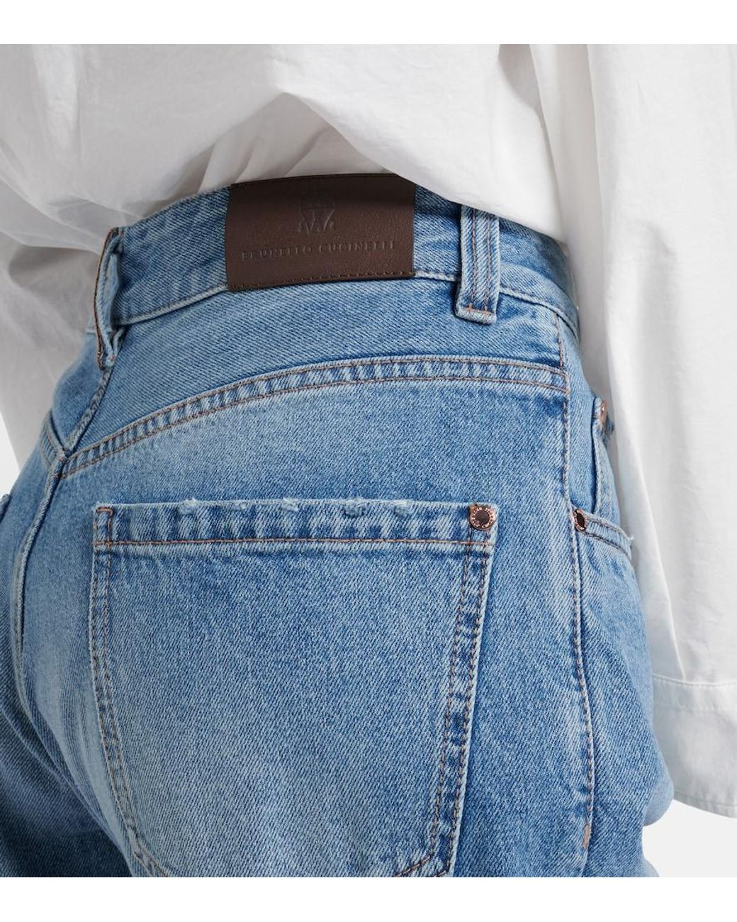 Brunello Cucinelli Blue Low-Rise Straight Jeans
