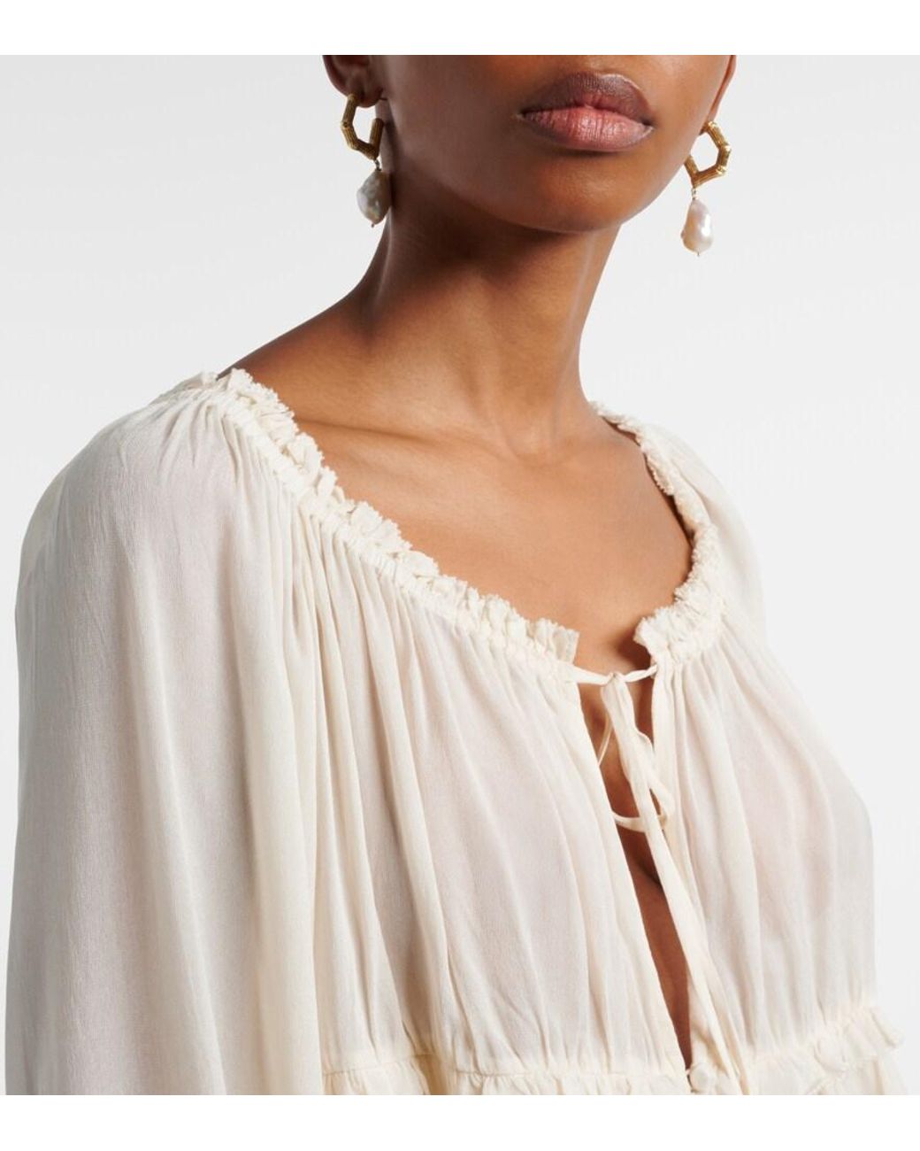 Poupette Natural Moon Ruffled Blouse