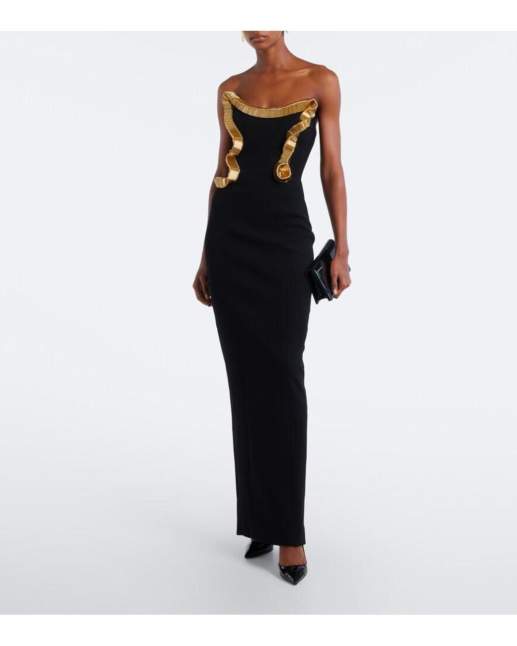Rachel Gilbert Black Malik Embellished Gown