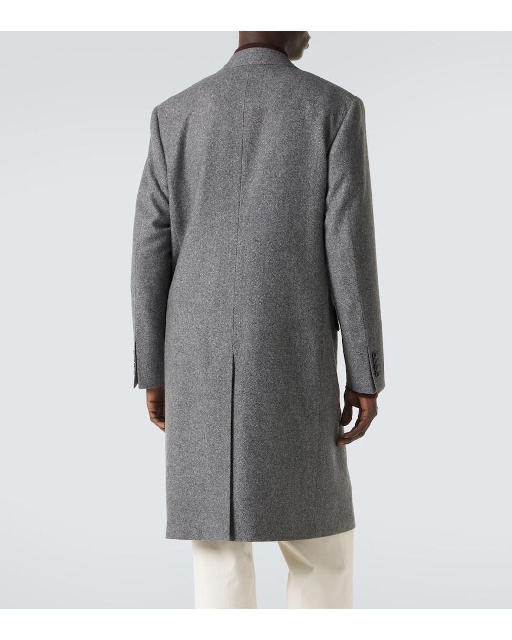 Canali Gray Double-Breasted Wool And Silk Coat for men