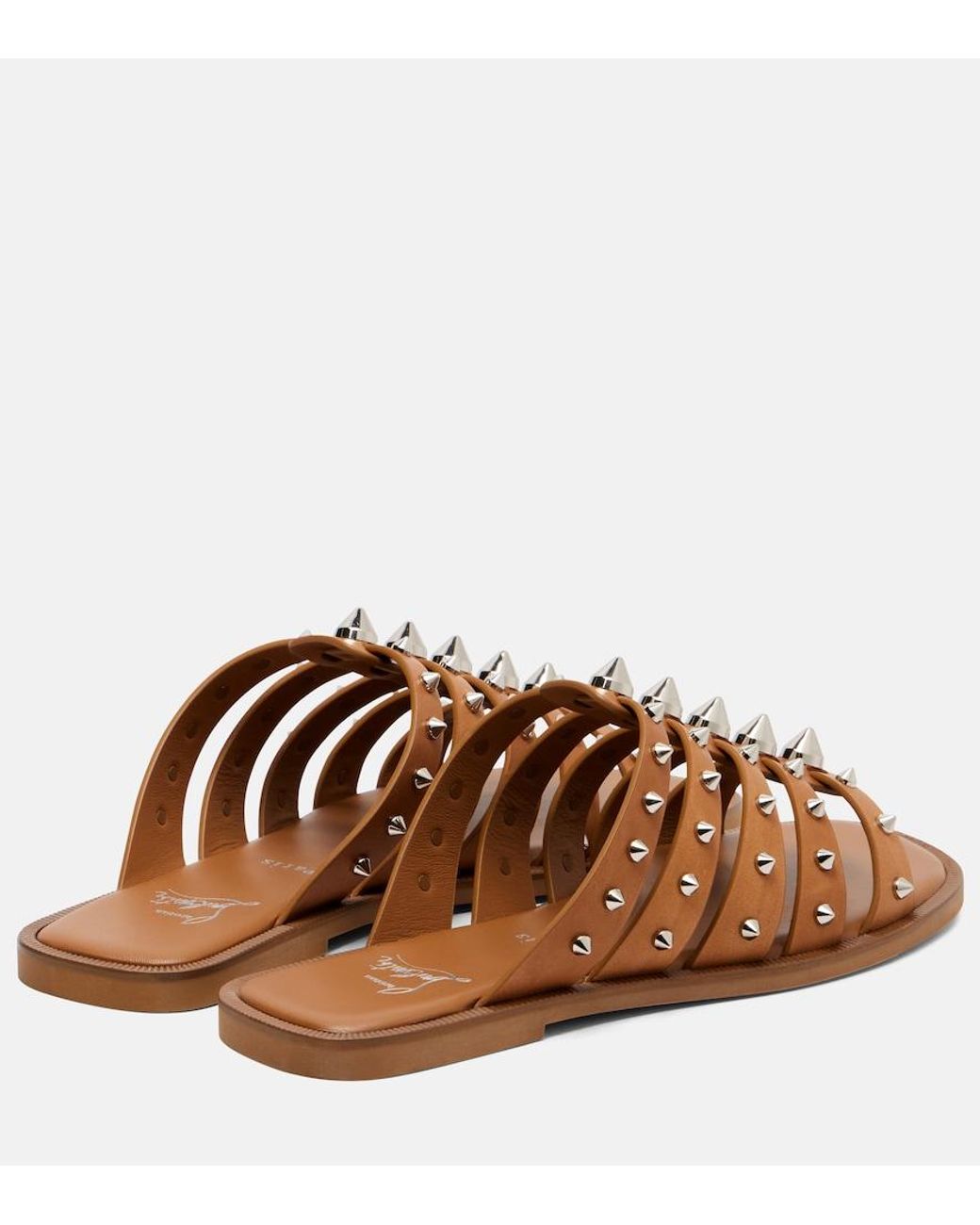 Christian Louboutin Brown Charja Spike Leather Sandal