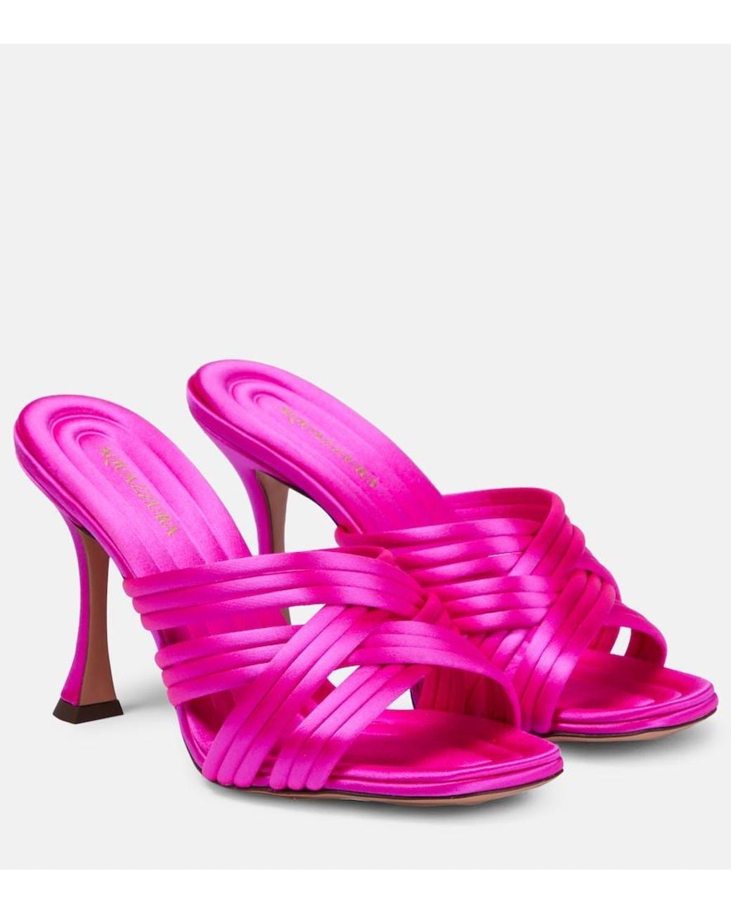 Aquazzura Pink Oahu 95 Satin Mules