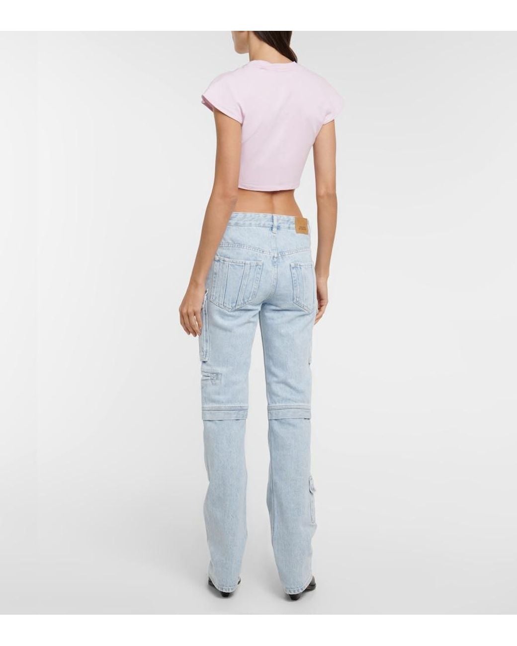 Isabel Marant Pink Zineae Cotton Jersey Crop Top