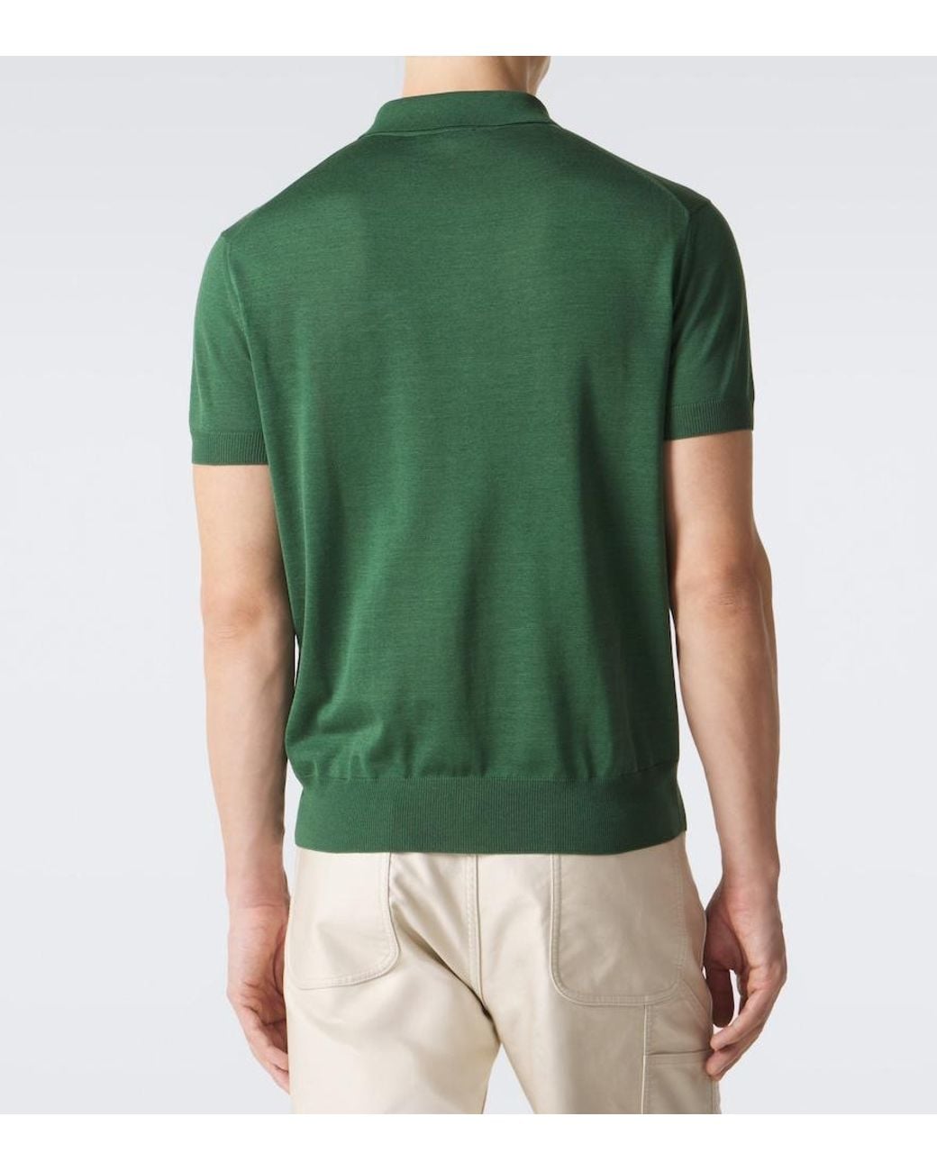 Tom Ford Green Silk And Linen Polo Sweater for men