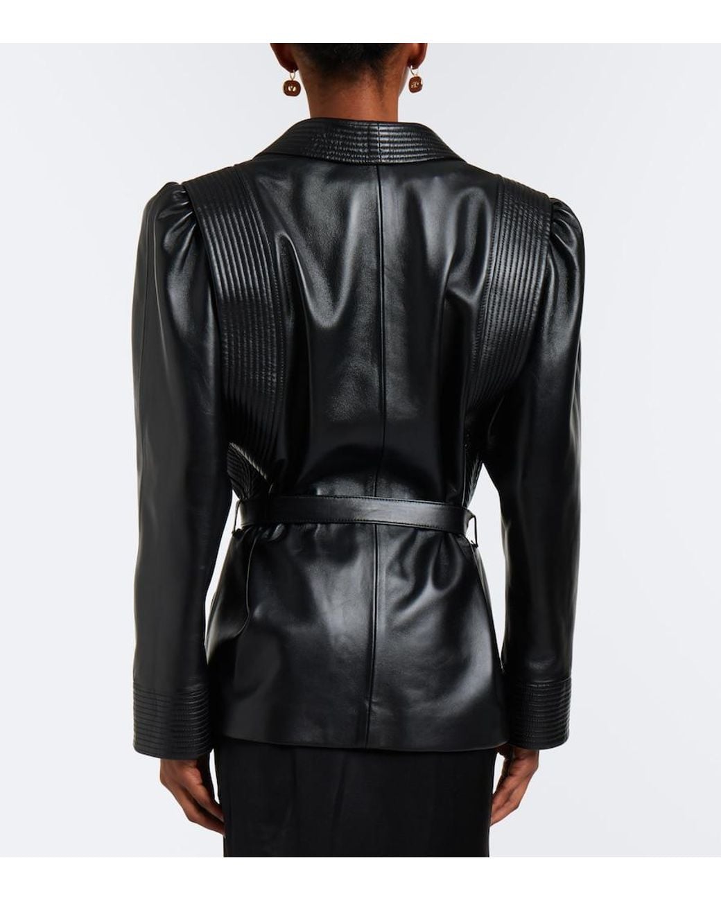 Valentino Garavani Black Belted Leather Jacket