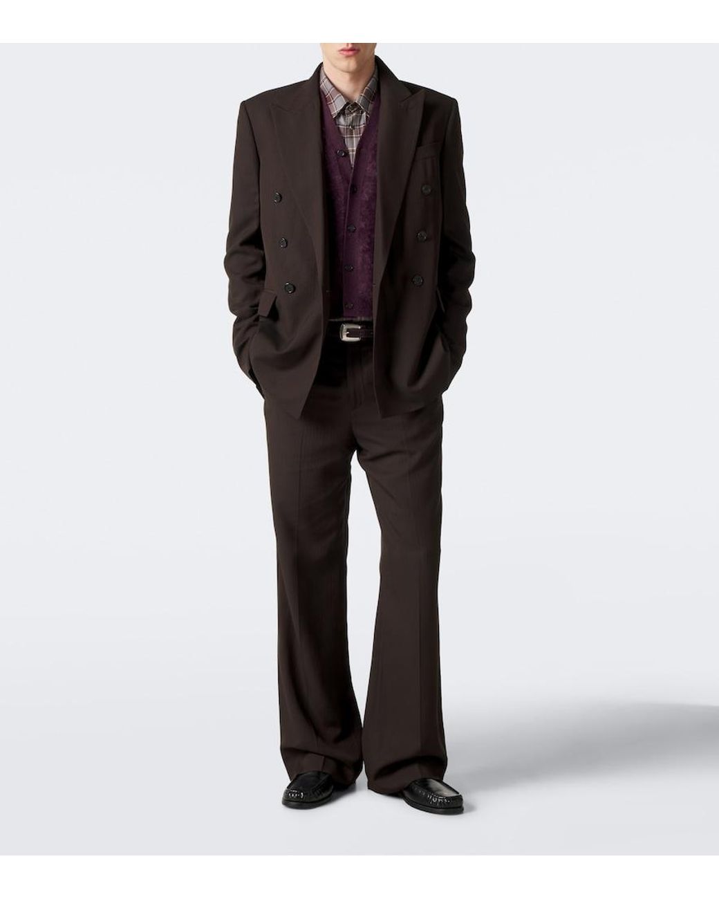 Acne Black Pinstripe Double-Breasted Blazer for men