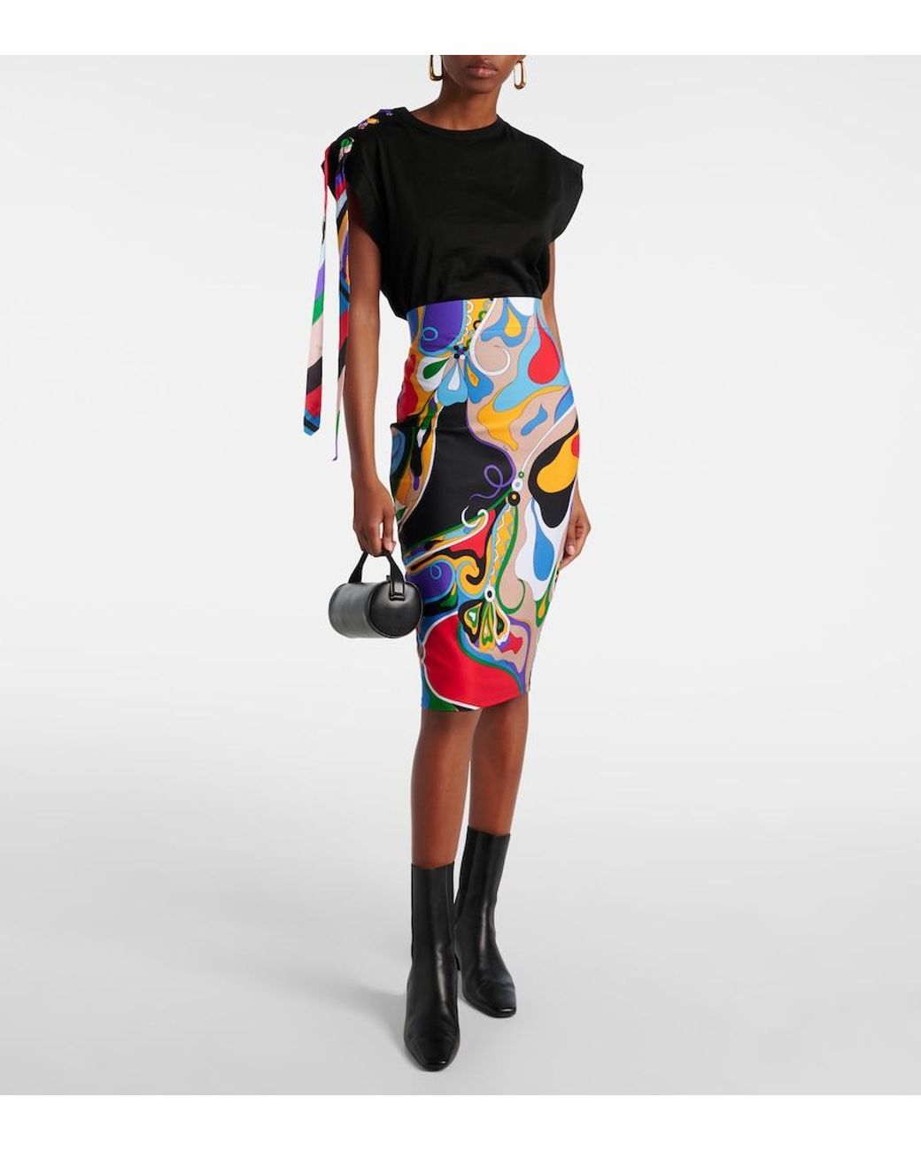 Emilio Pucci Blue Orchidee Pencil Skirt