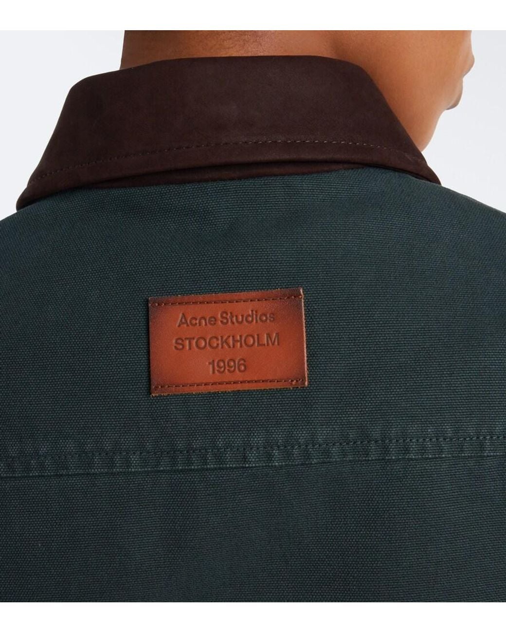 Acne Black Suede-Trimmed Cotton Canvas Jacket