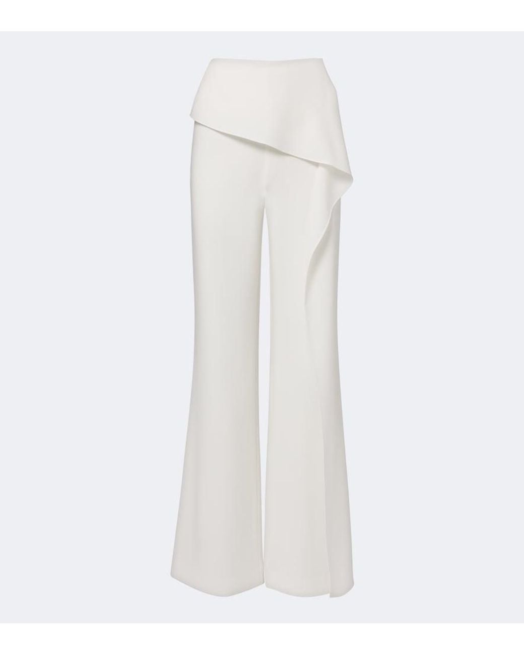 Roland Mouret White Draped Flared Pants