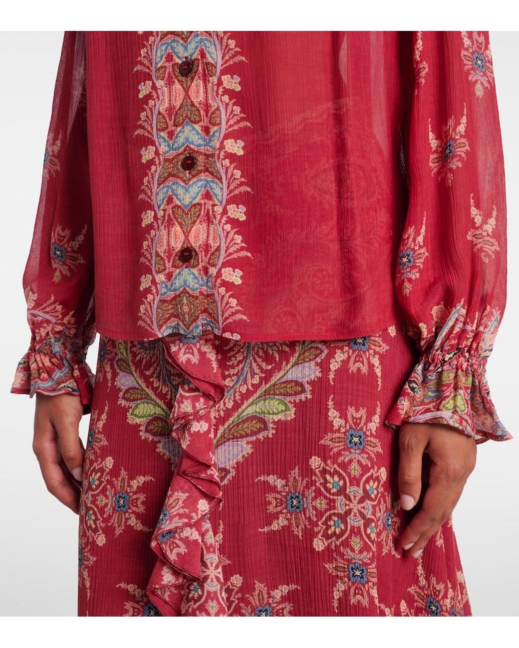Etro Pink Printed Crepon Blouse
