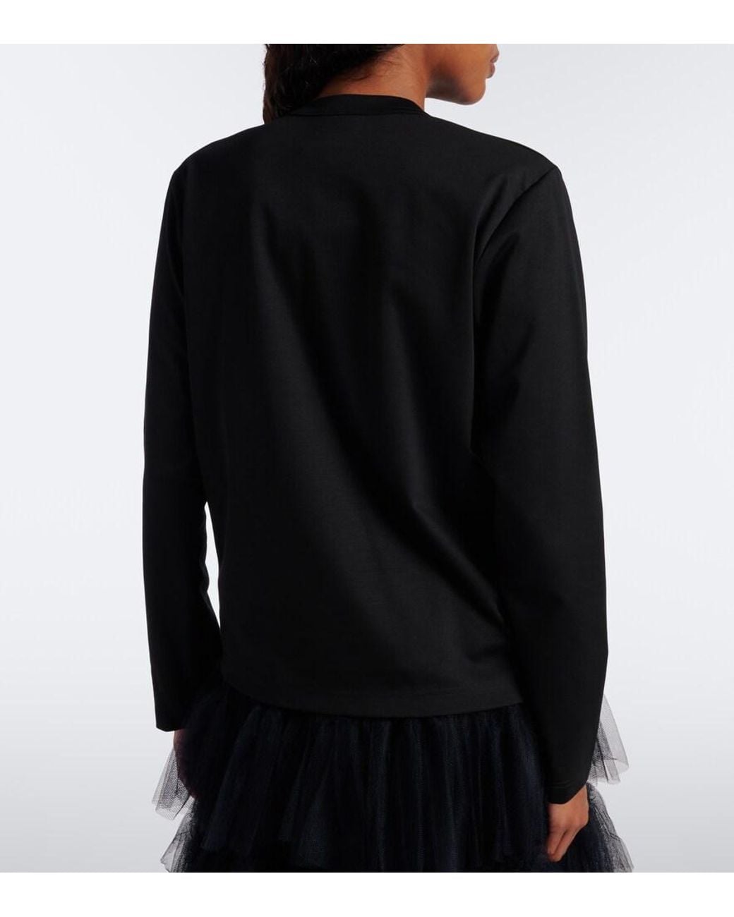 Noir Kei Ninomiya Black Bow-Detail Cotton Jersey Top