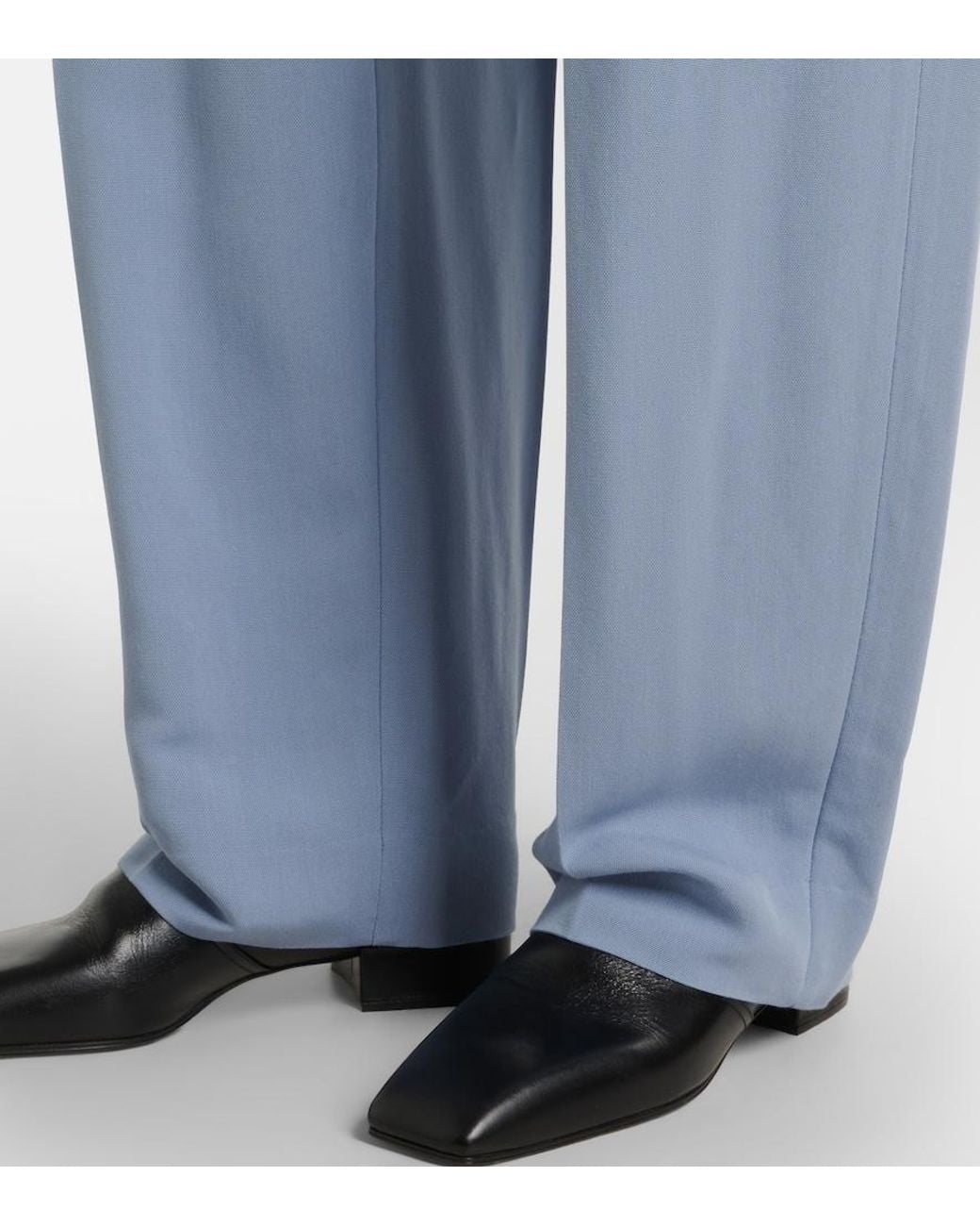 Victoria Beckham Blue Pleated Tapered Pants