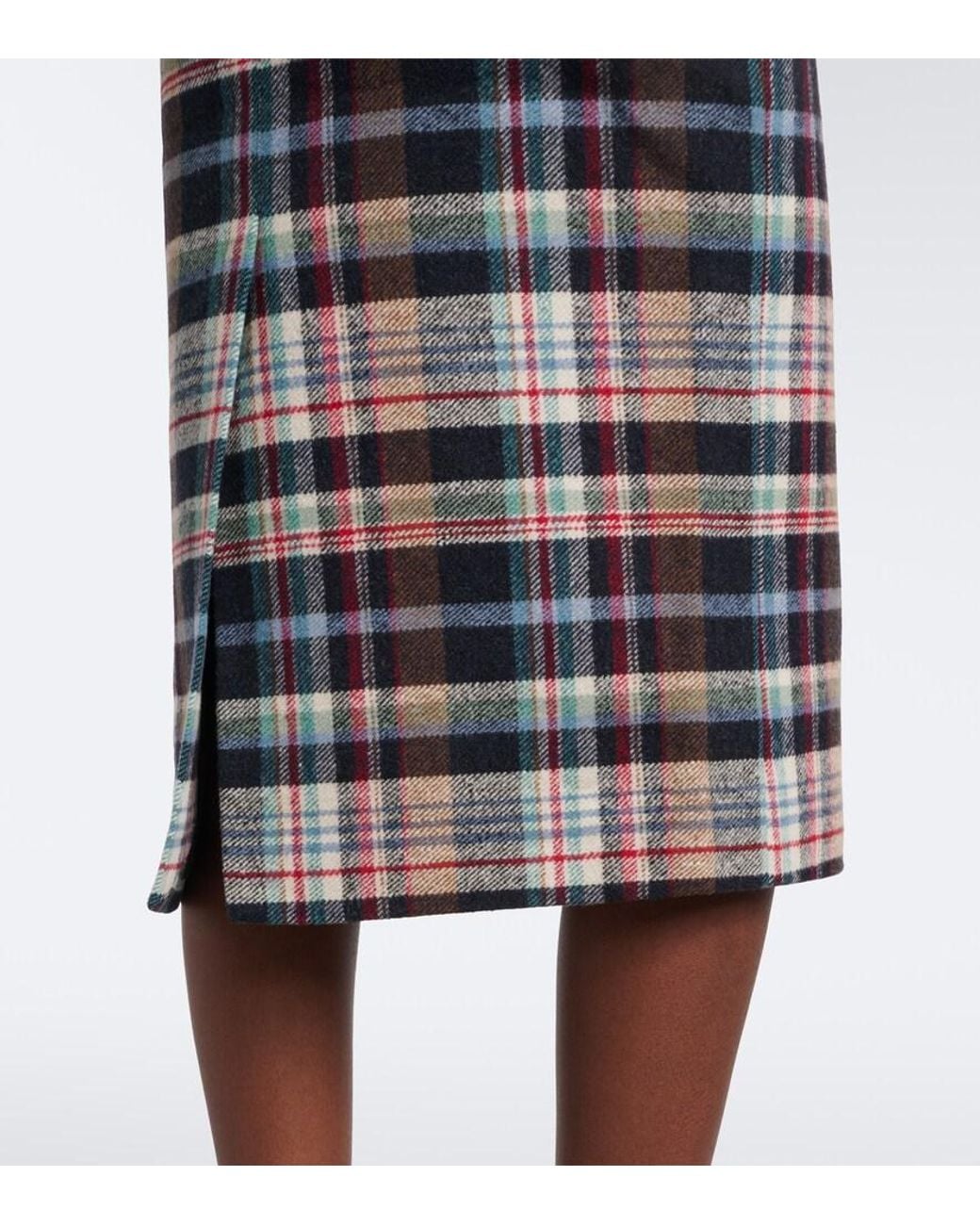 ShuShu/Tong Multicolor Checked Cotton And Wool-Blend Pencil Skirt