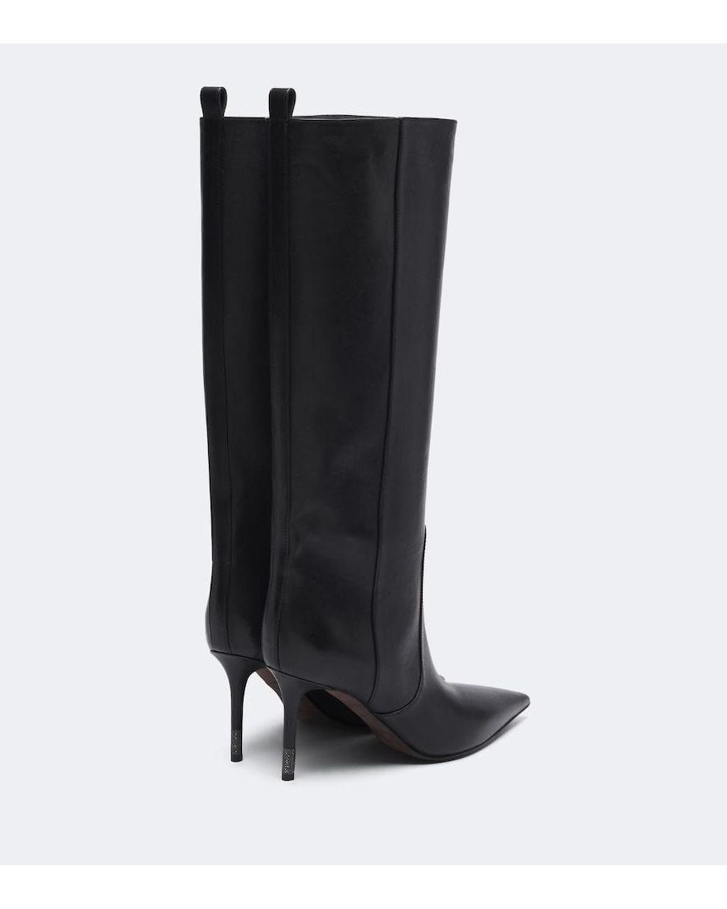 Brunello Cucinelli Black Monili Leather Knee-High Boots