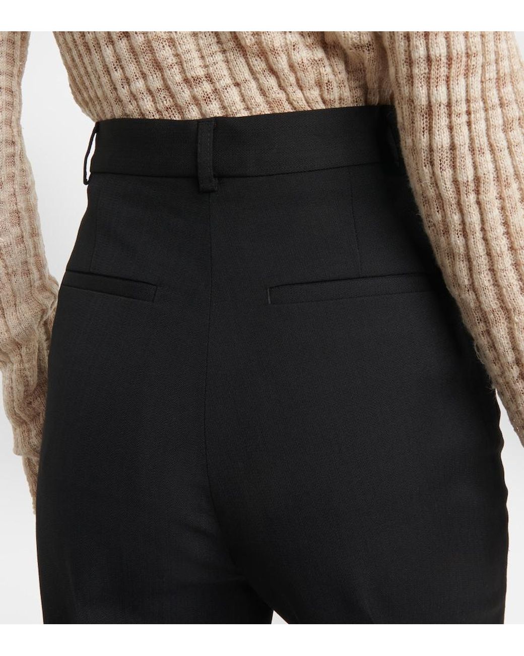 Acne Black High-Rise Pleated Straight Pants