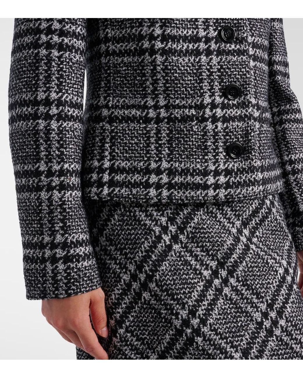 Dolce & Gabbana Black Checked Wool, Silk, And Llama-Blend Jacket