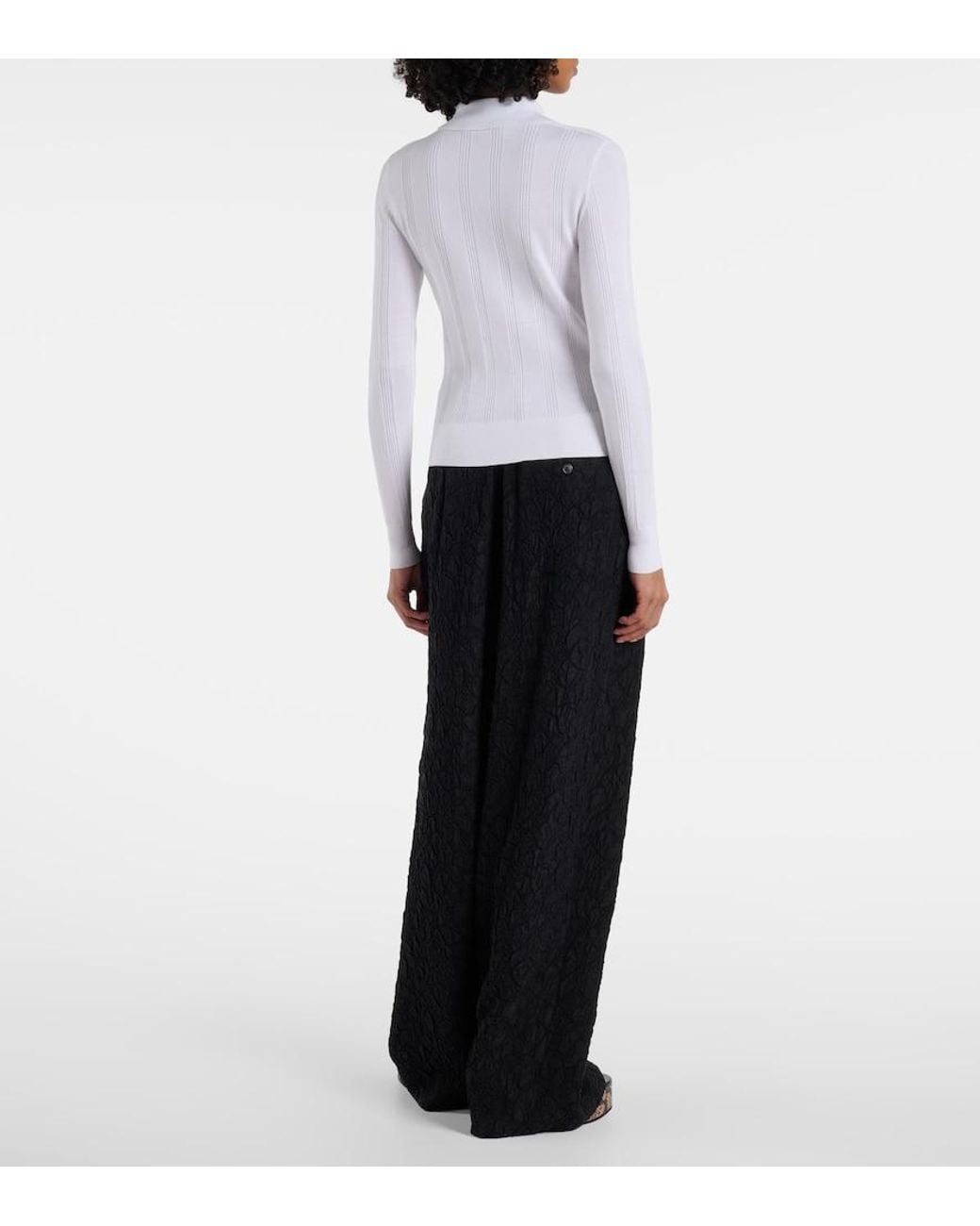 Dries Van Noten White Touria Cotton Polo Sweater
