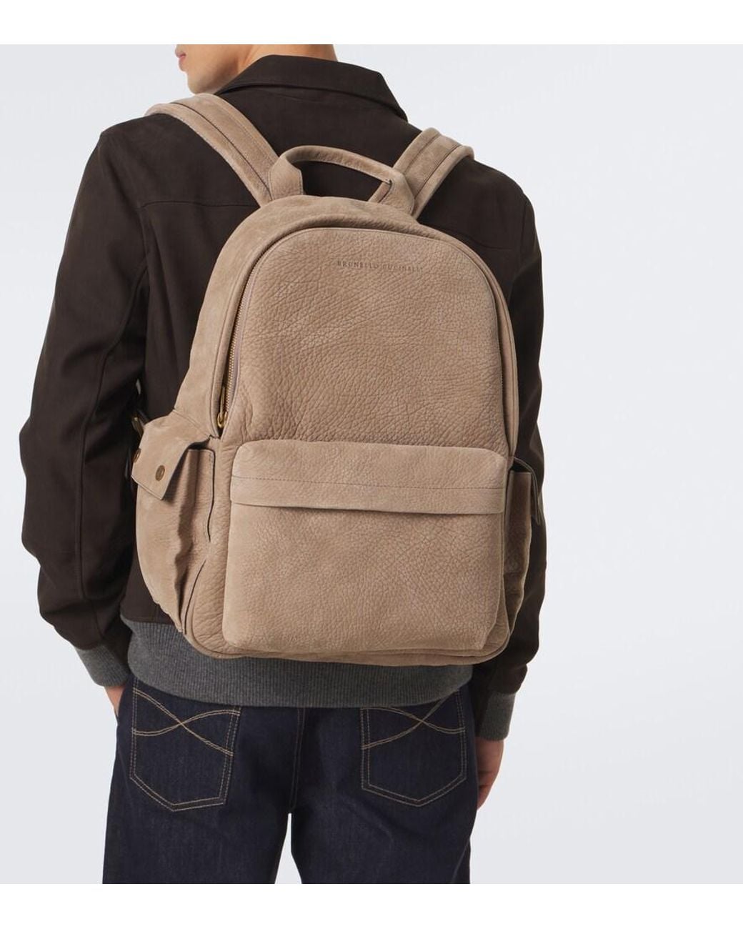 Brunello Cucinelli Natural Leather Backpack for men
