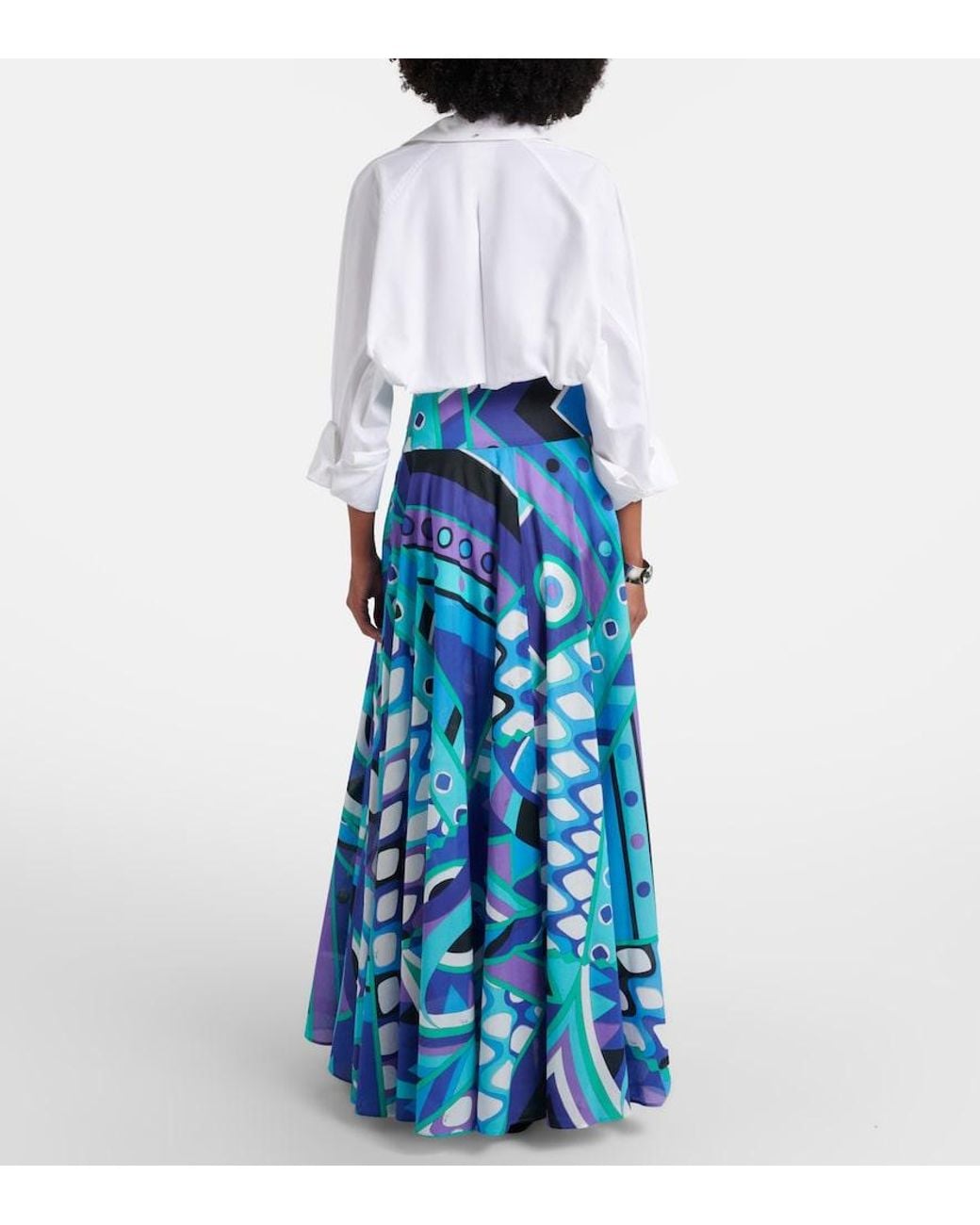 Emilio Pucci Blue Vivara Cotton Maxi Skirt