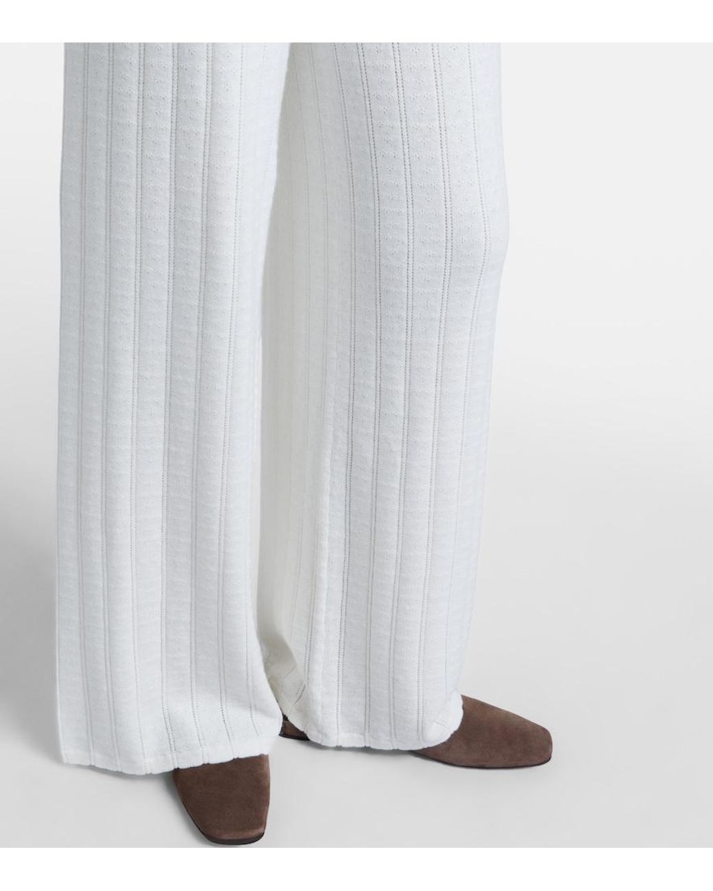 Lisa Yang White Shannen Cotton And Cashmere Wide-Leg Pants