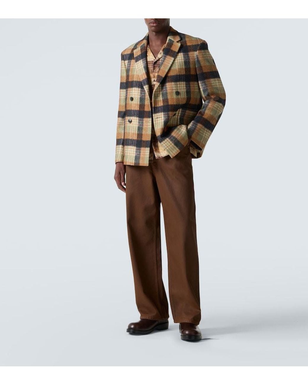 Dries Van Noten Brown Checked Wool Blazer for men