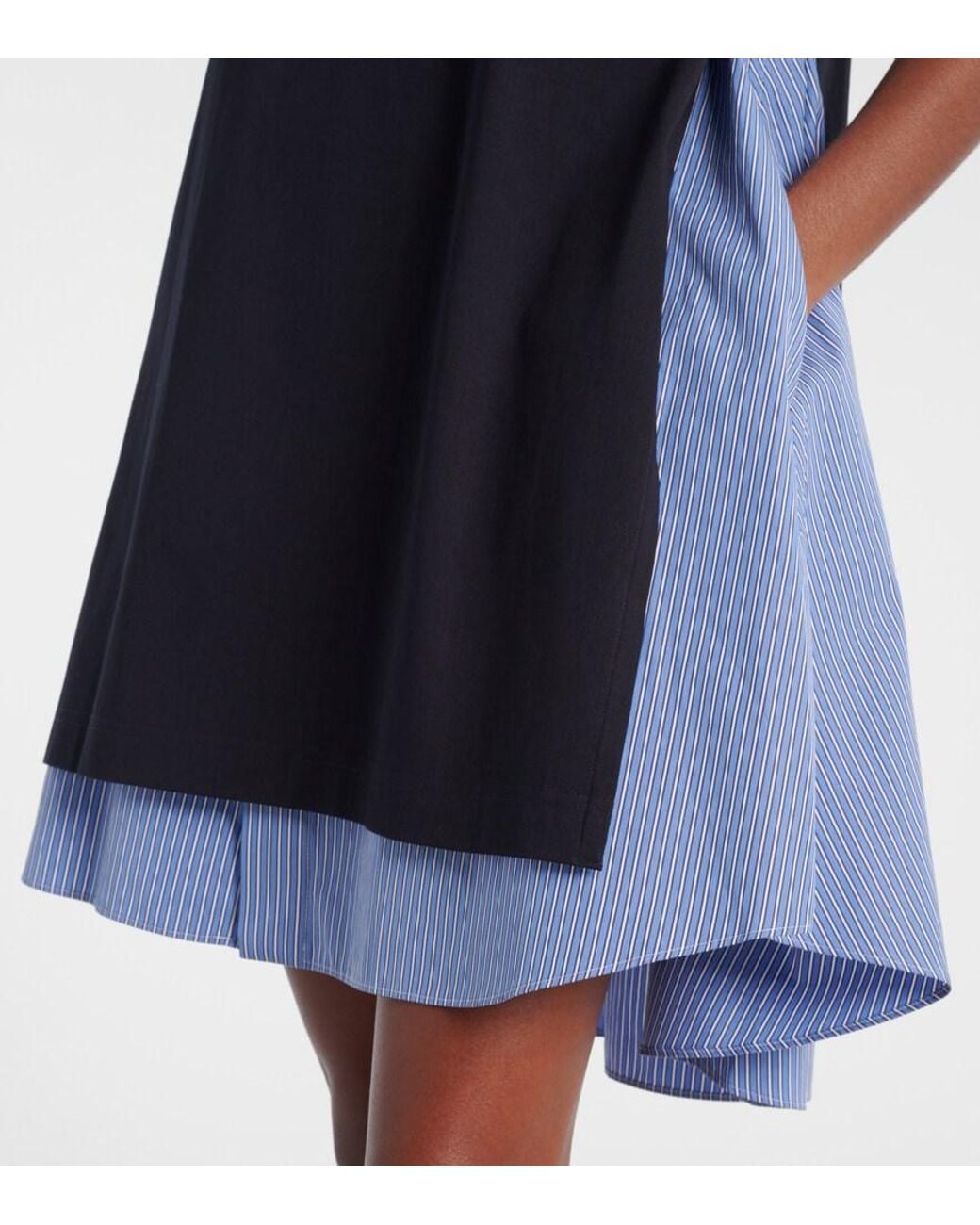 Sacai Black Striped Cotton Minidress