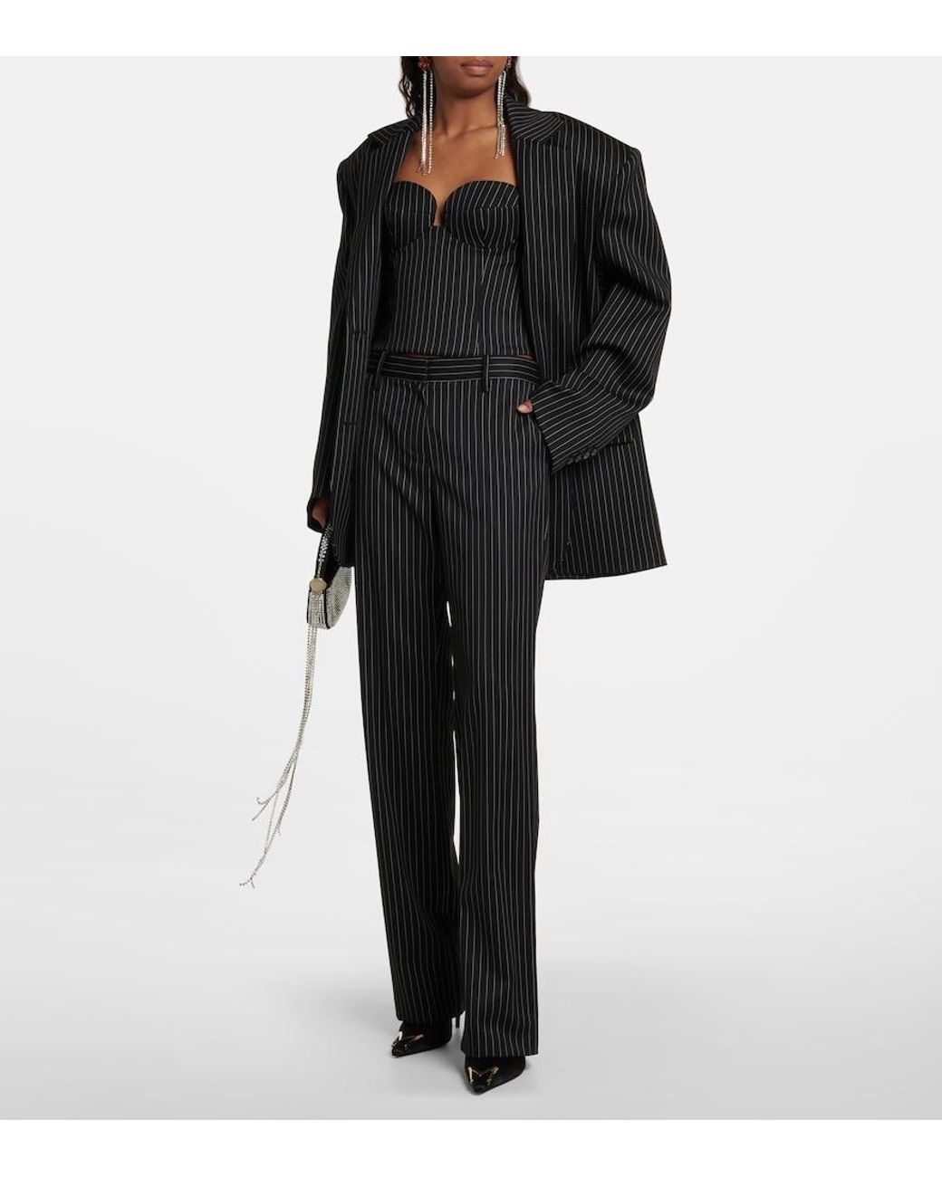 Magda Butrym Black Pinstripe Wool Bustier