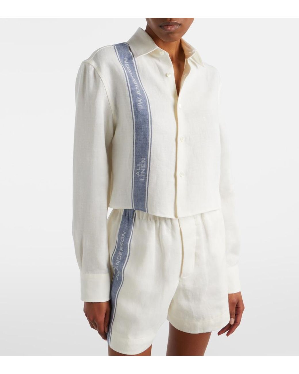 J.W. Anderson White Cropped Linen Shirt