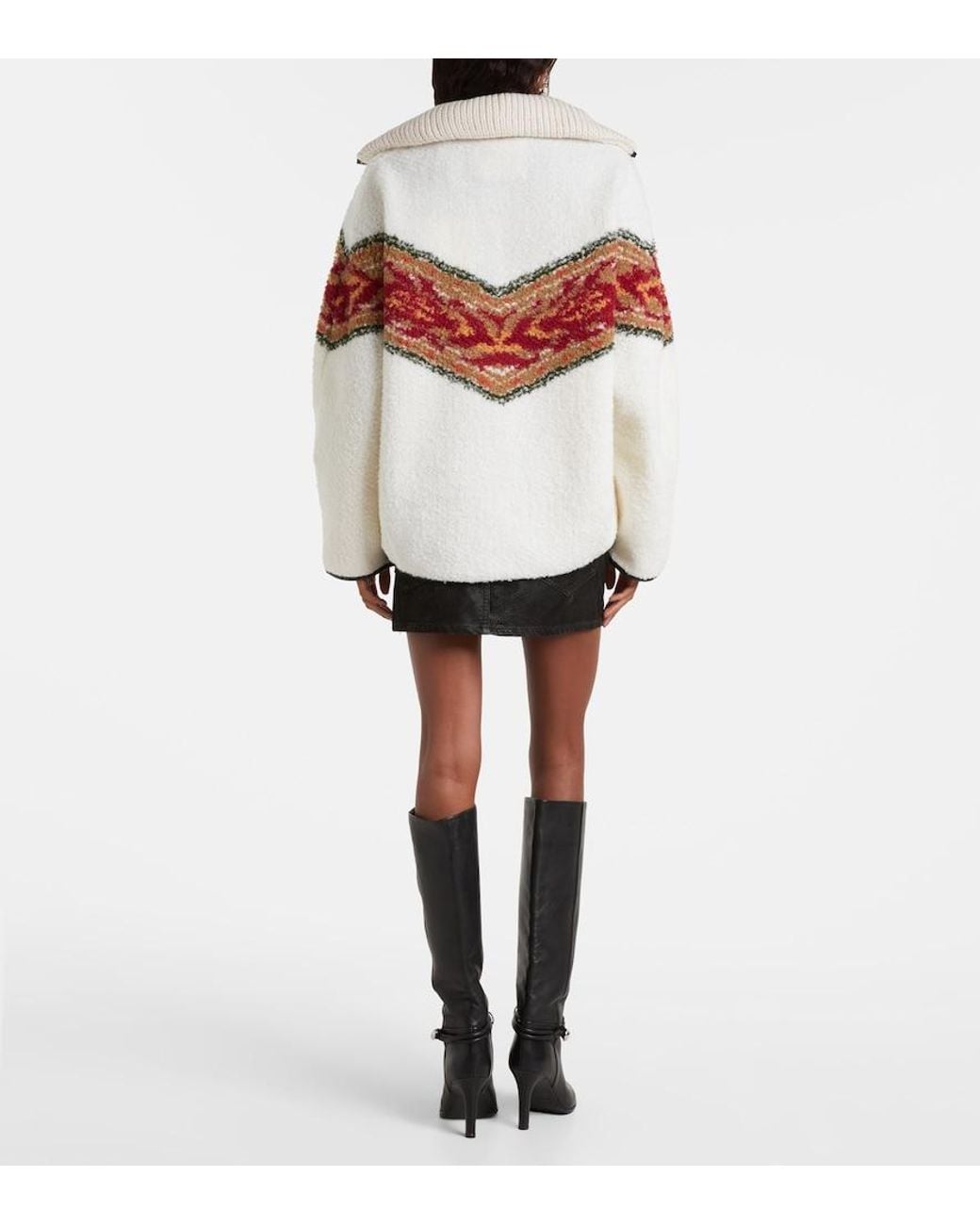 Isabel Marant White Marner Fleece Zip-Up Sweater