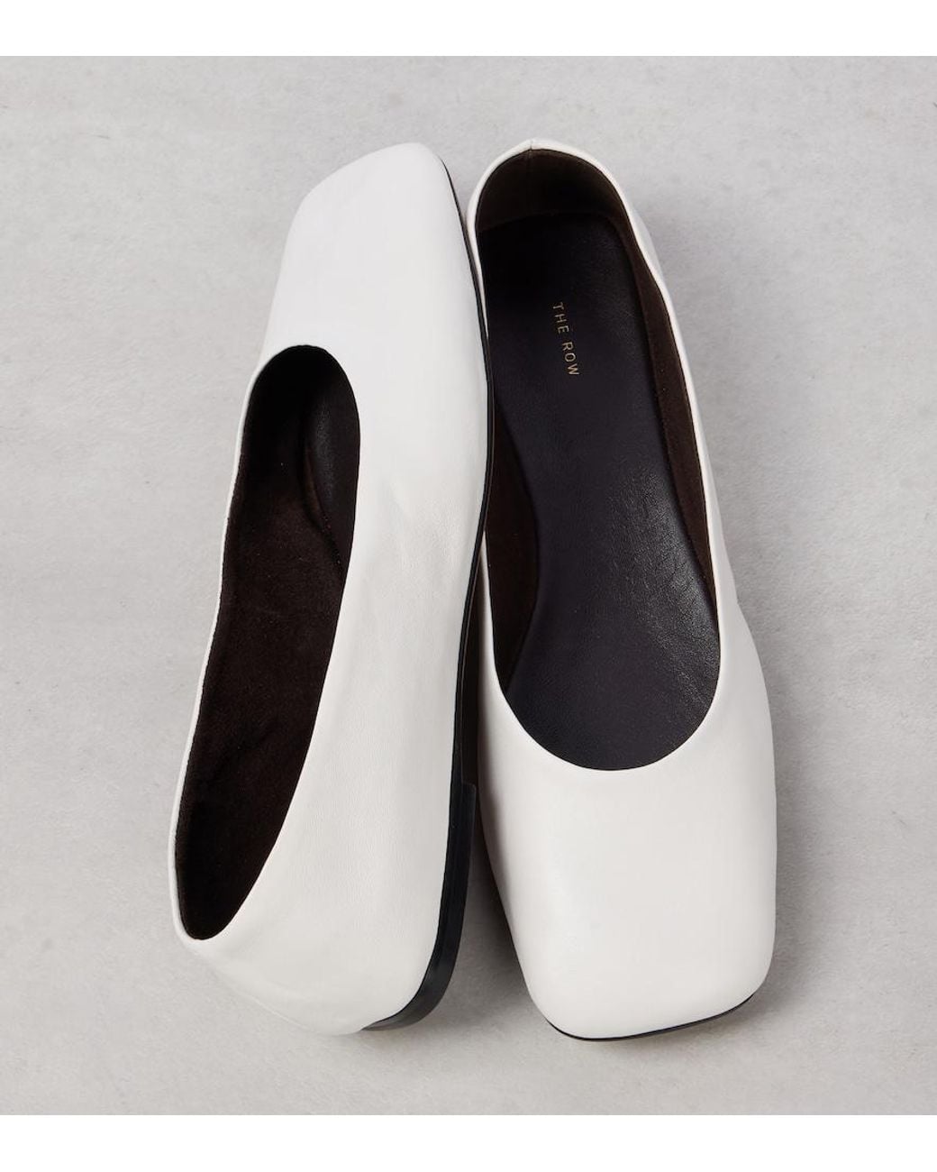 The Row White Square Leather Ballet Flats
