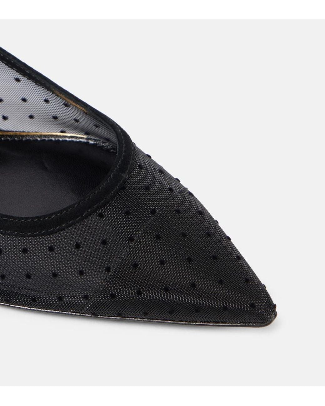 Tory Burch Black Suede-Trimmed Mesh Mary Jane Flats