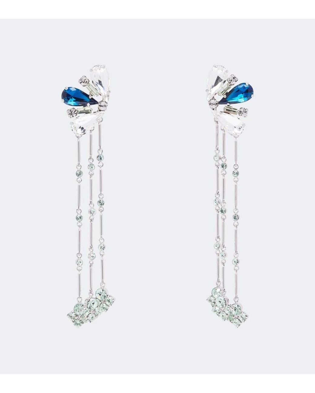 Rabanne White Crystal-Embellished Drop Earrings