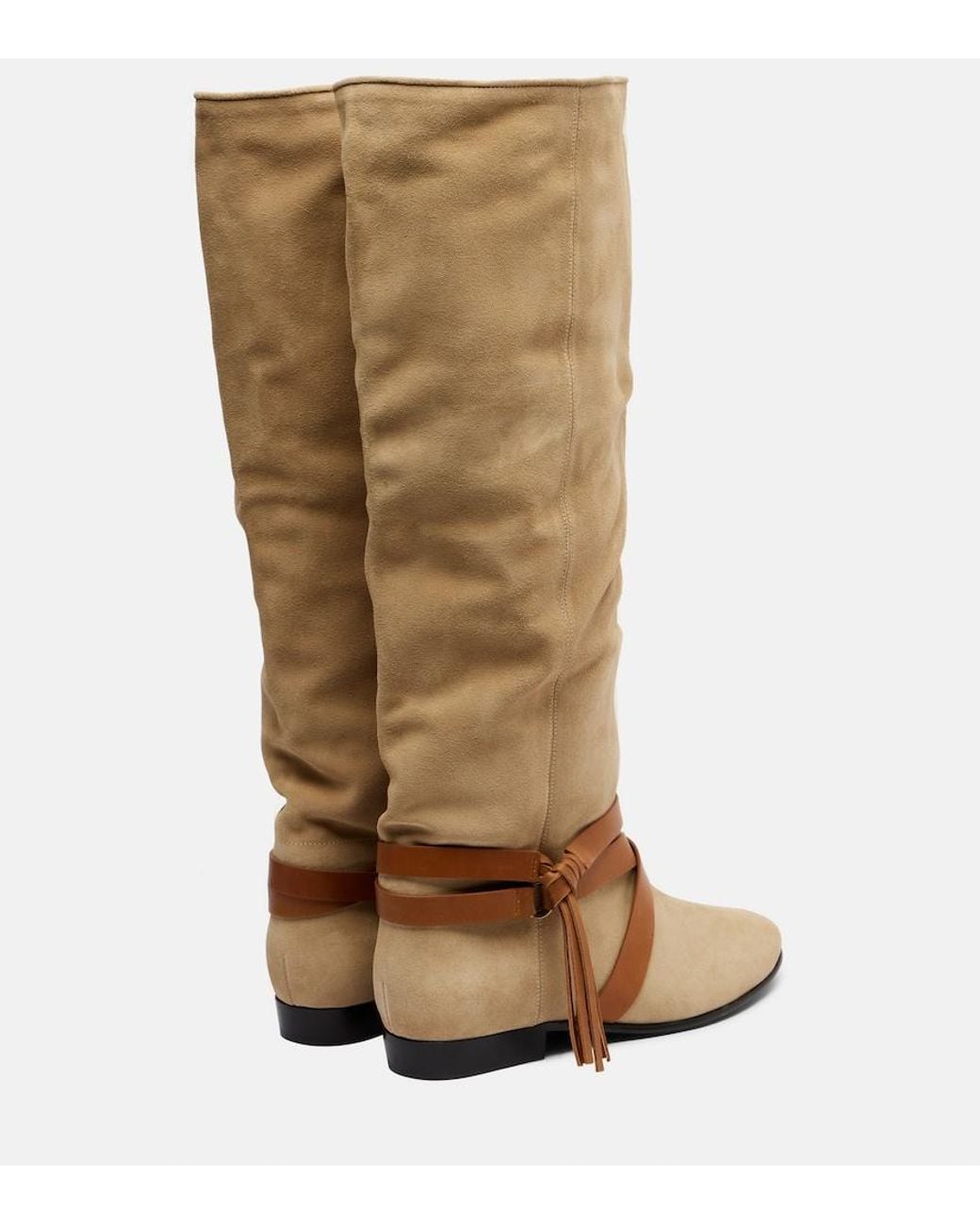 Isabel Marant Natural Silmon Leather-Trimmed Suede Knee-High Boots