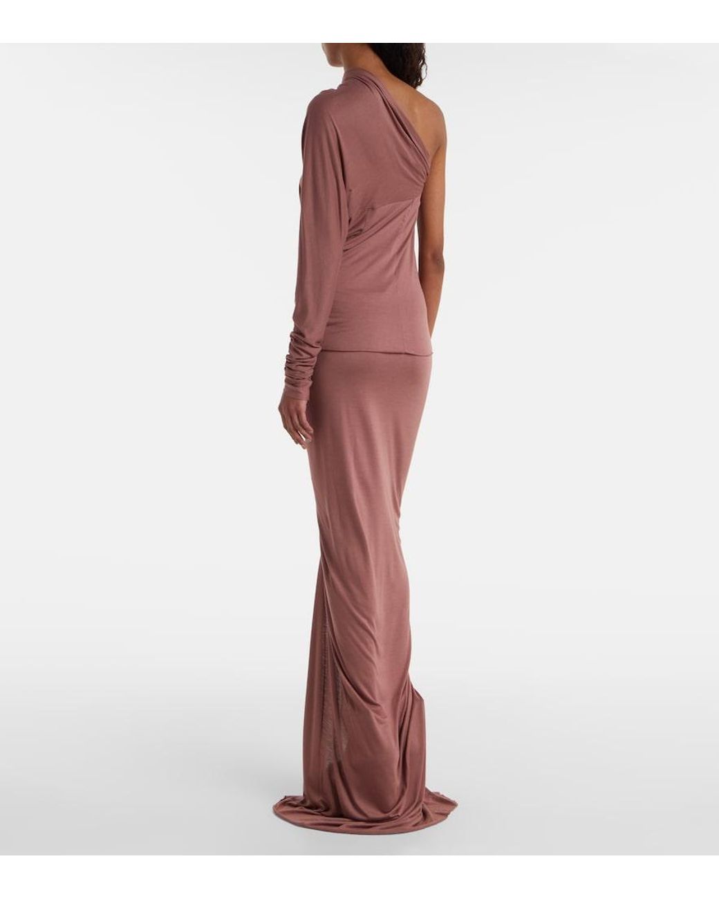 Rick Owens Pink Diana One-Shoulder Jersey Top