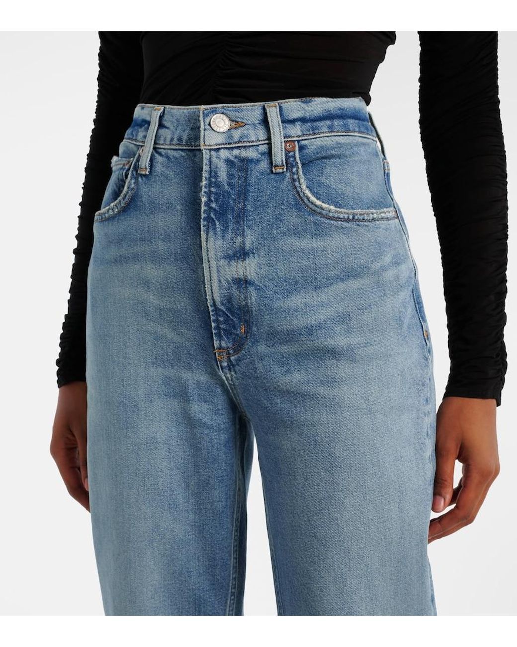 Agolde Blue Stovepipe High-Rise Straight Jeans